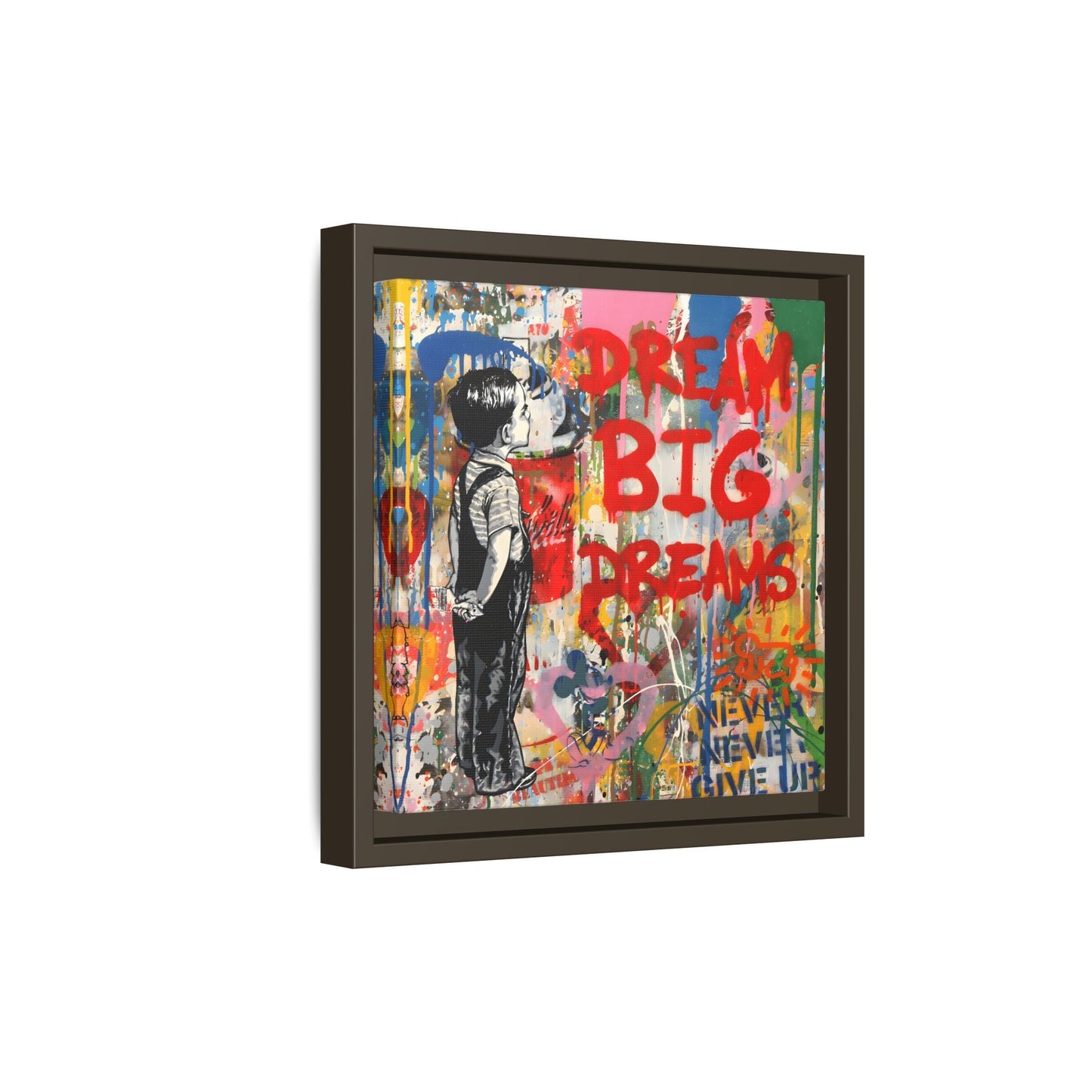 Dream Big Dreams Framed Canvas Graffiti Pop Art Wall Decor - YesArtYes