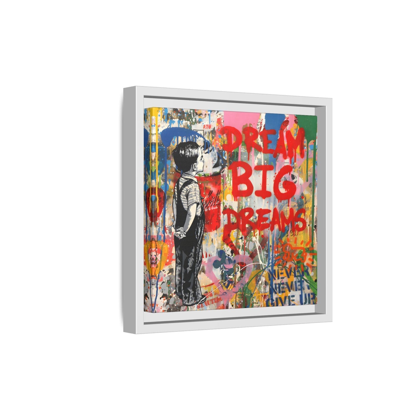 Dream Big Dreams Framed Canvas Graffiti Pop Art Wall Decor - YesArtYes