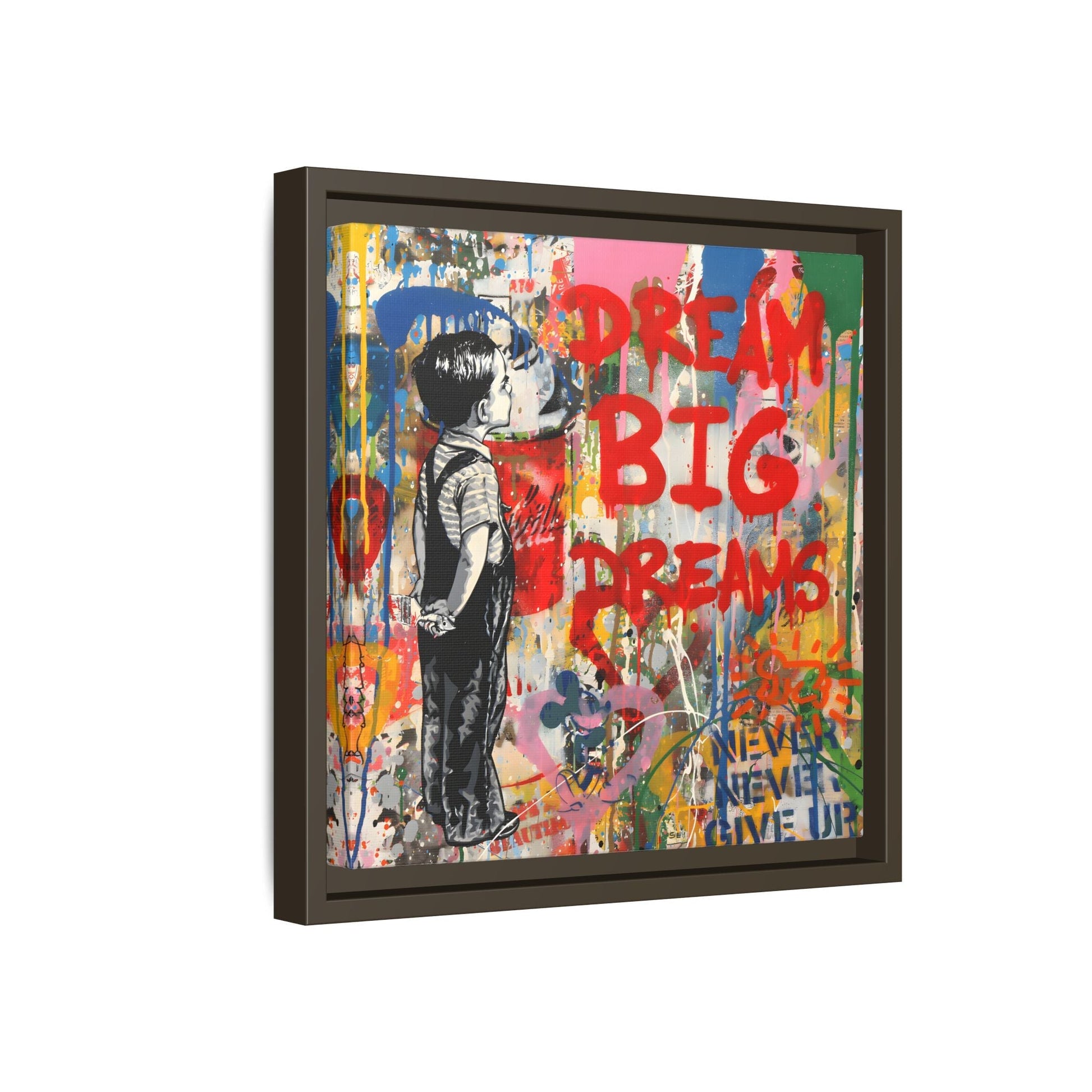 Dream Big Dreams Framed Canvas Graffiti Pop Art Wall Decor - YesArtYes