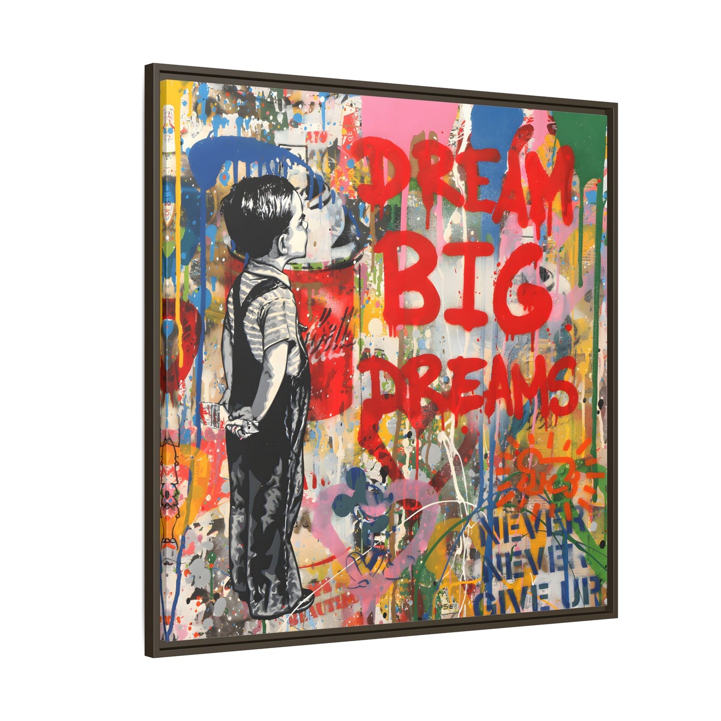 Dream Big Dreams Framed Canvas Graffiti Pop Art Wall Decor