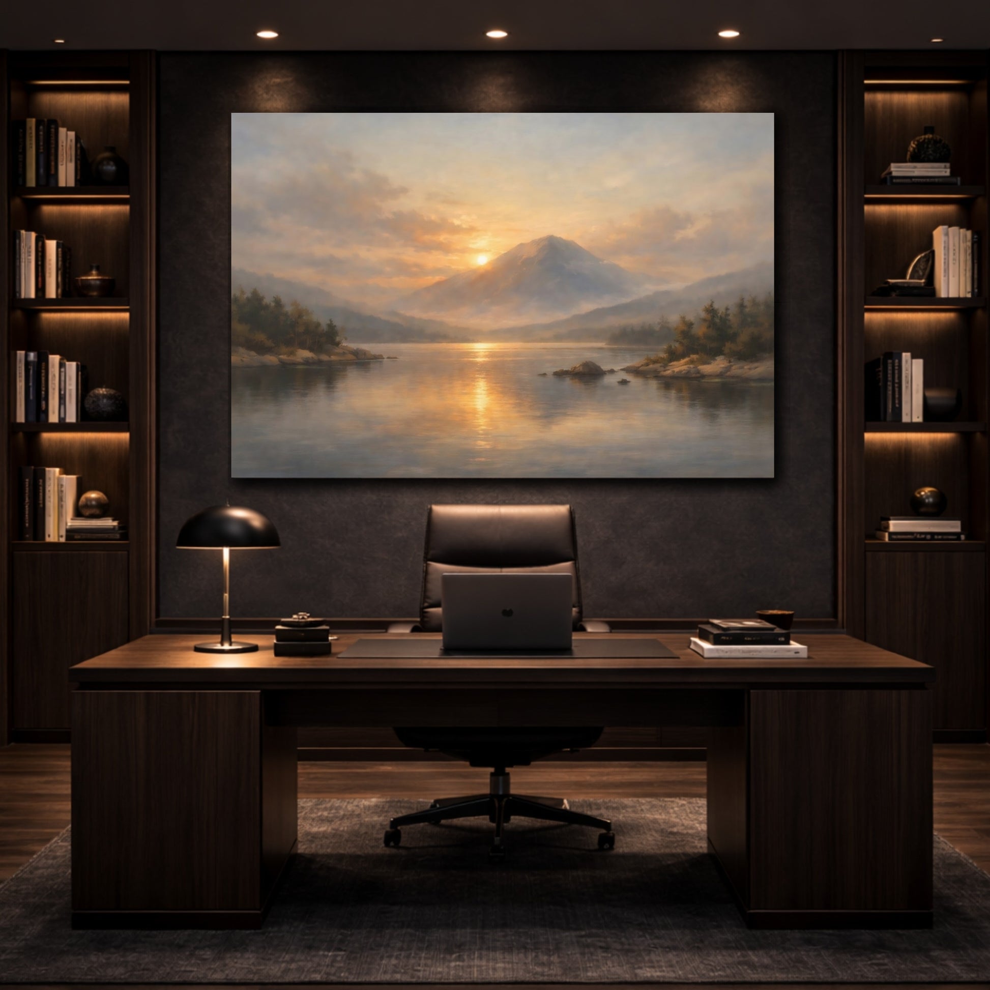 Mockup 4. Dreamscape Minimal Room Wide Calm Scene shown as stretched canvas wall art