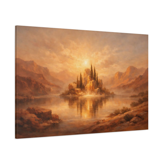Main Mockup. Dreamscape Terracotta Accent High Contrast shown as stretched canvas wall art