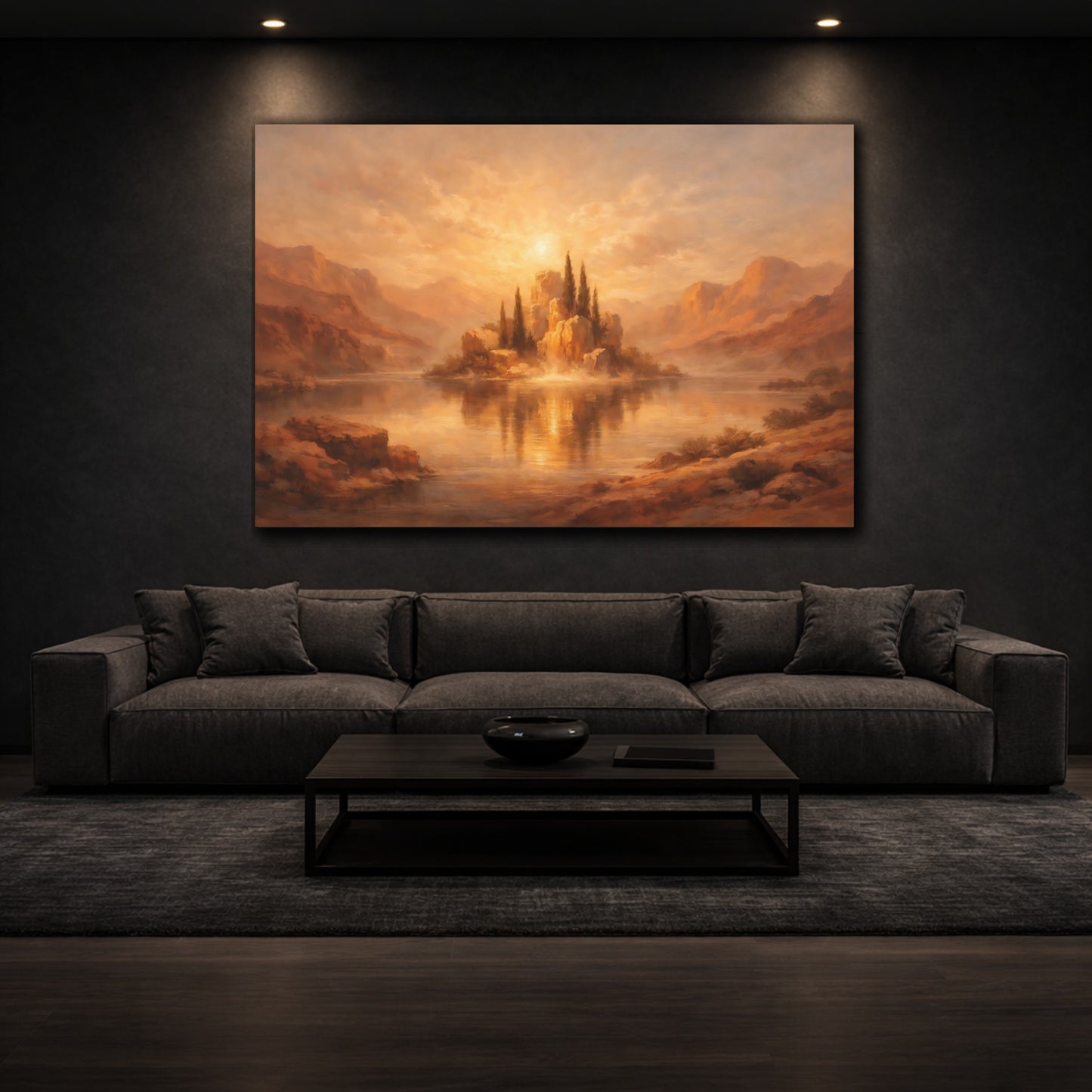Mockup 2. Dreamscape Terracotta Accent High Contrast shown as stretched canvas wall art