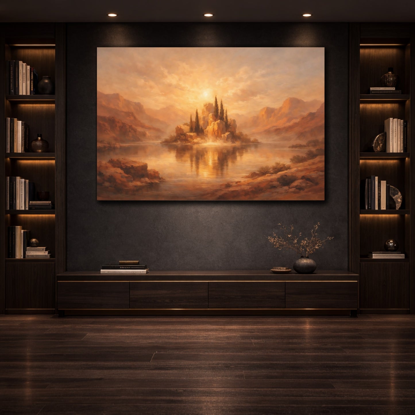 Mockup 3. Dreamscape Terracotta Accent High Contrast shown as stretched canvas wall art