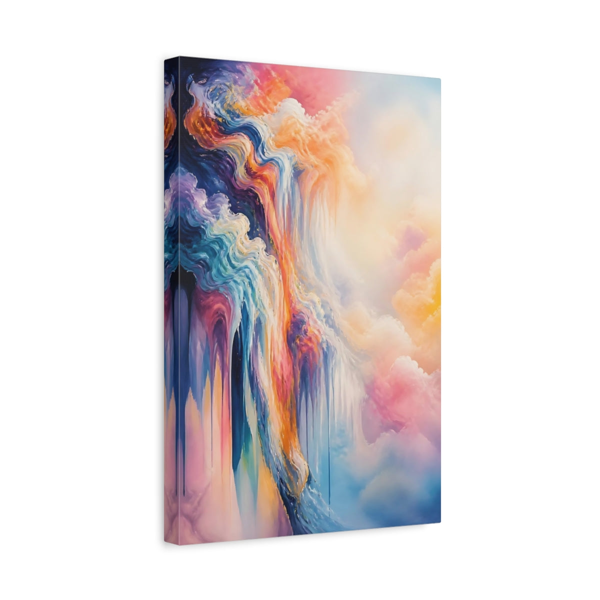 Side Mockup 4. Dreamy Pastel Cascade shown as canvas print