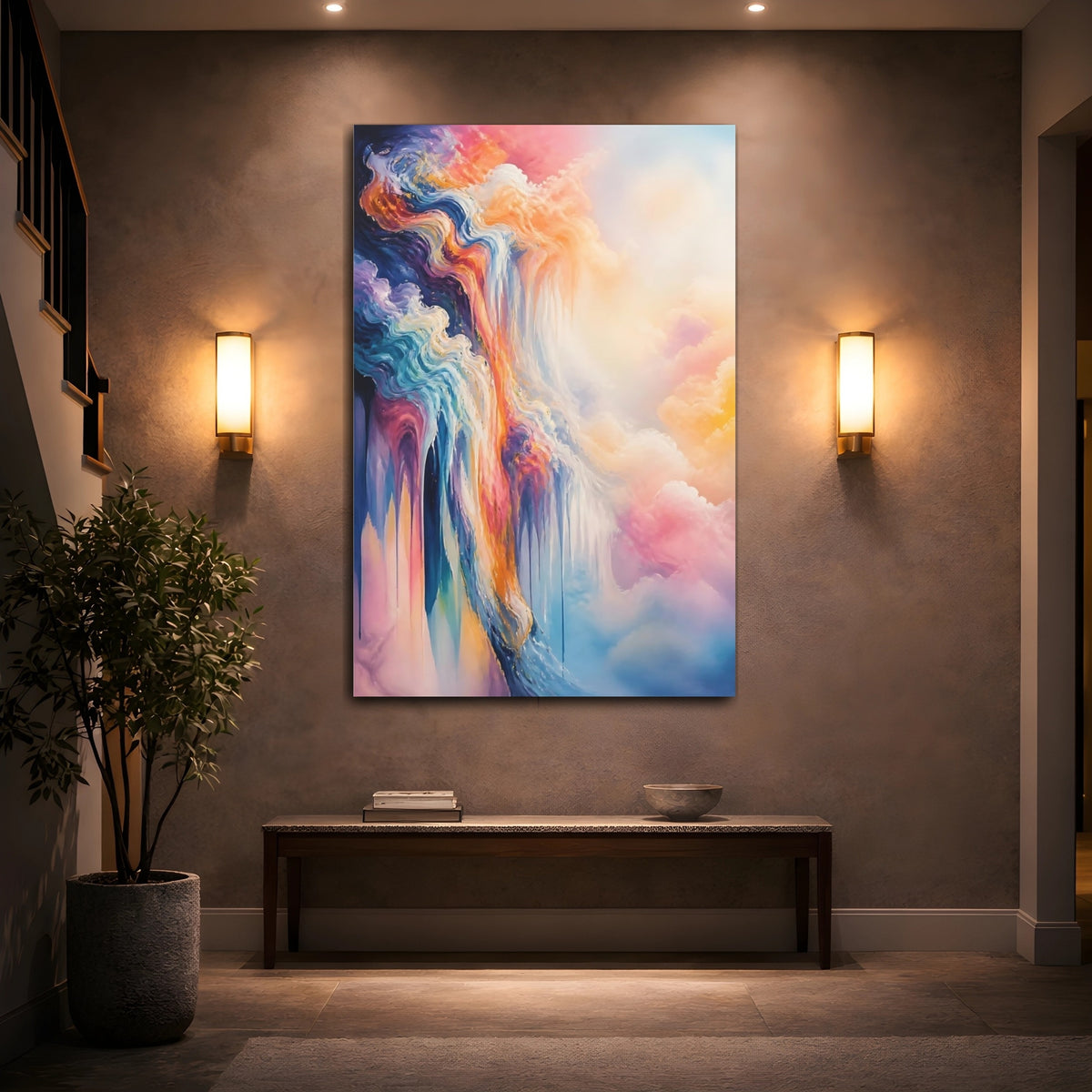 Mockup 2. Dreamy Pastel Cascade shown as canvas print