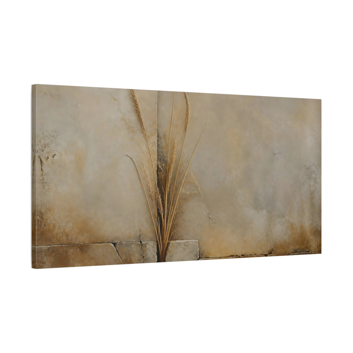 Main Mockup. Dried Grass On Stone Wall shown as canvas print