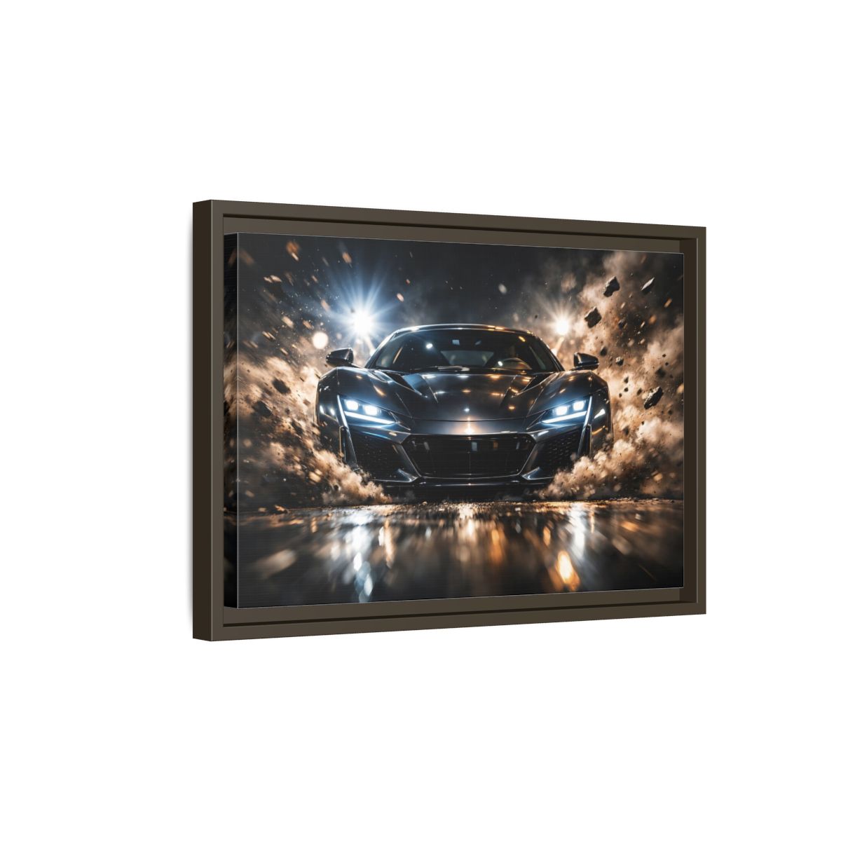 Side Mockup 5. Sports Sports Car Dark Grey Sports Car shown as stretched canvas wall art