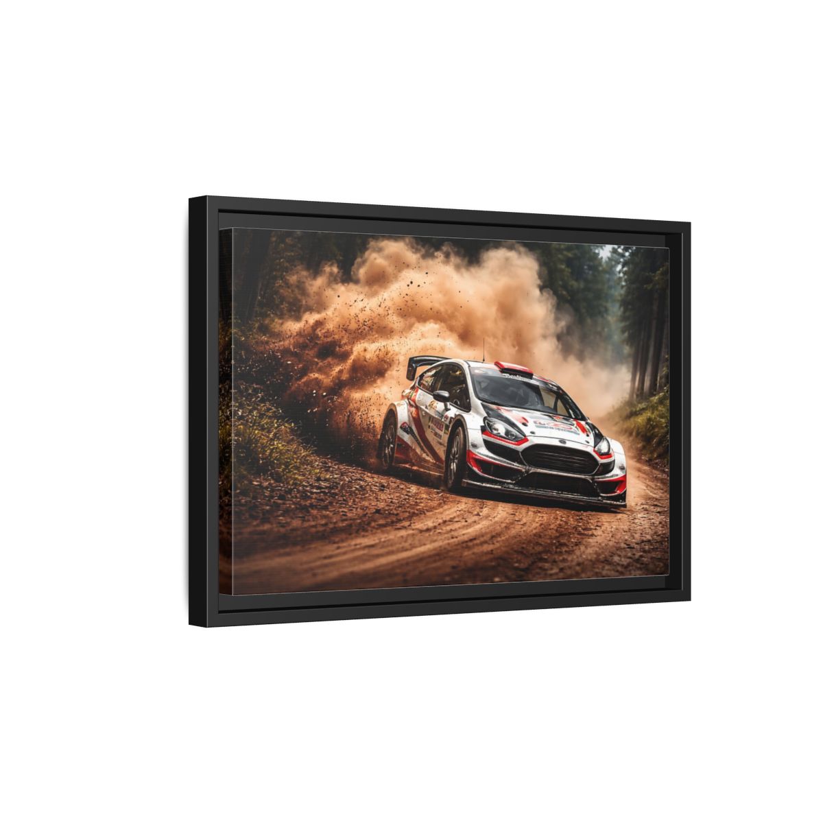 Side Mockup 6. Sports Rally Car Brown And White Rally shown as stretched canvas wall art