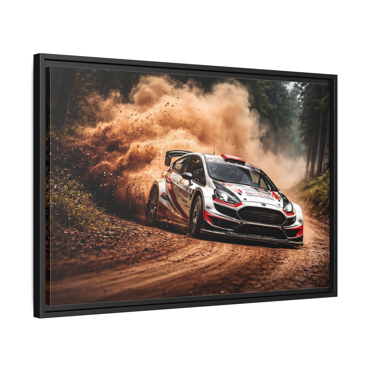 Side Mockup 14. Sports Rally Car Brown And White Rally shown as stretched canvas wall art