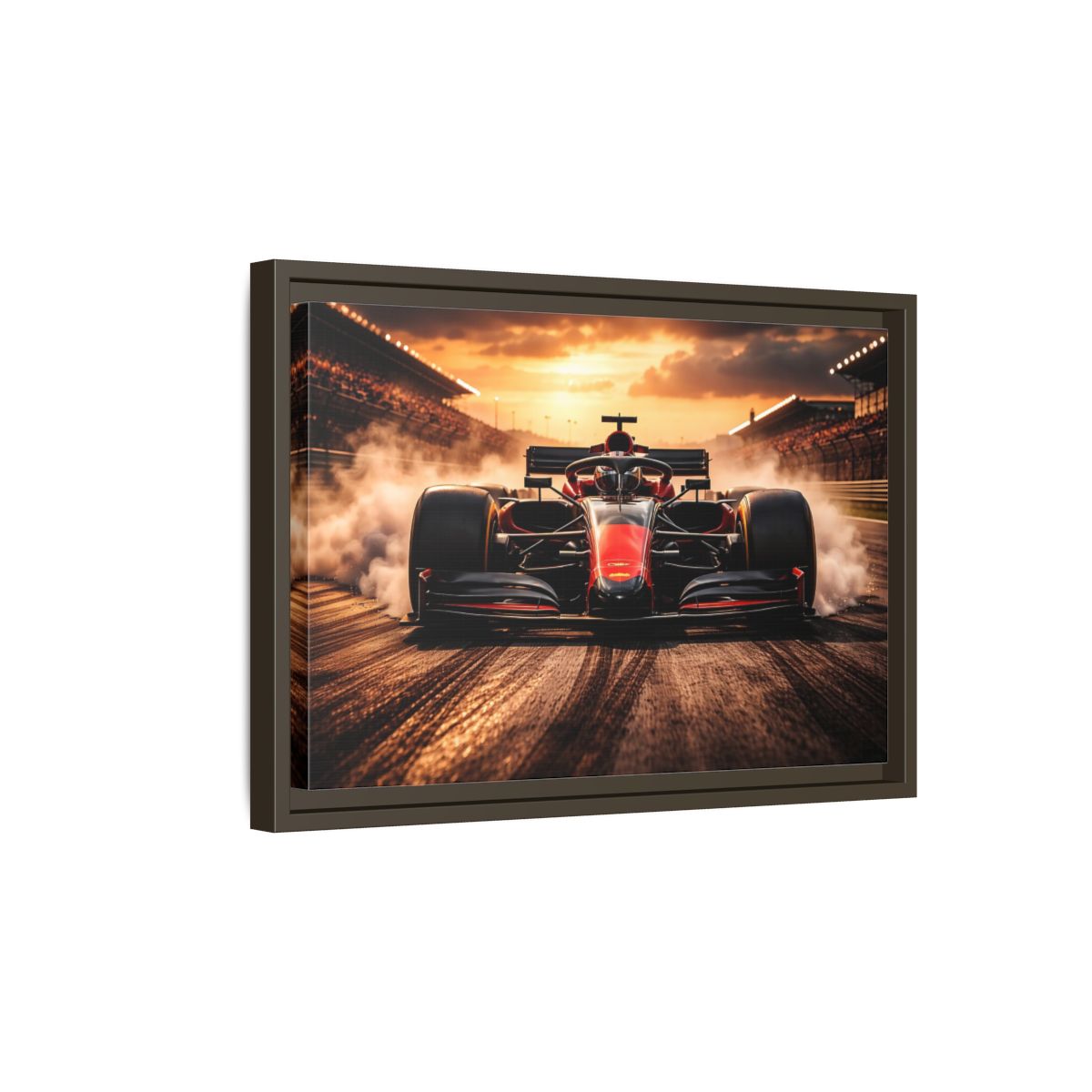 Side Mockup 5. Sports Formula Car Red Race Car shown as stretched canvas wall art