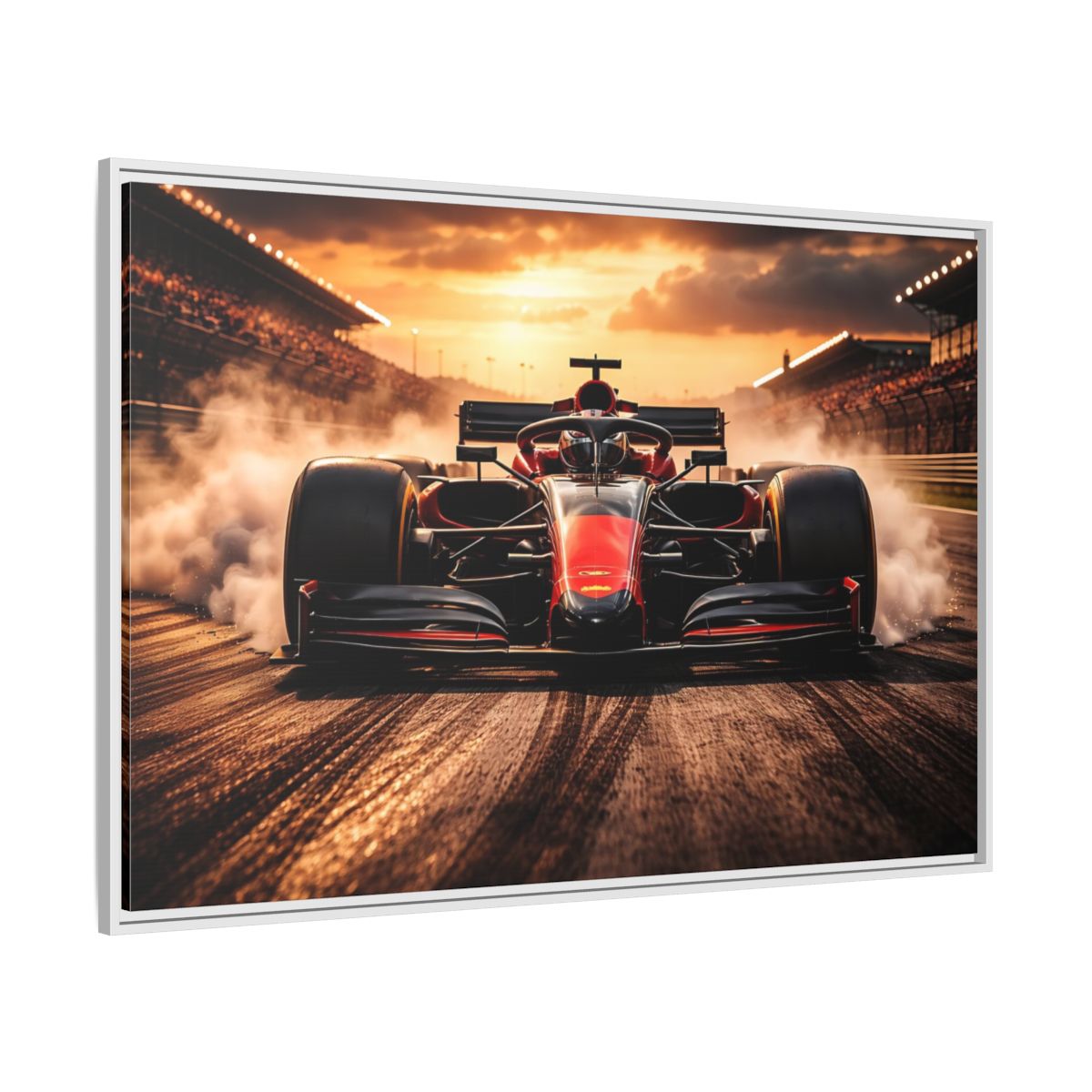 Side Mockup 7. Sports Formula Car Red Race Car shown as stretched canvas wall art