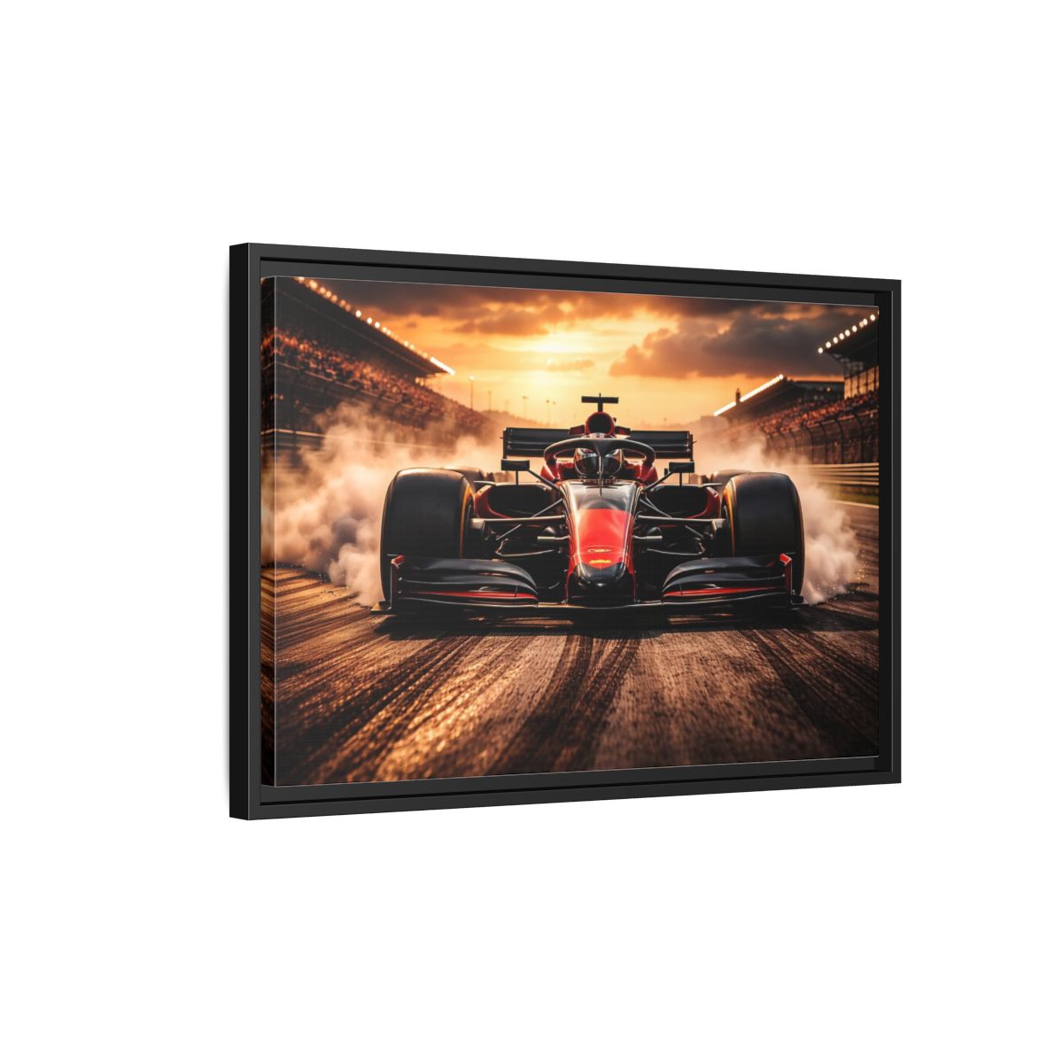 Side Mockup 3. Sports Formula Car Red Race Car shown as stretched canvas wall art