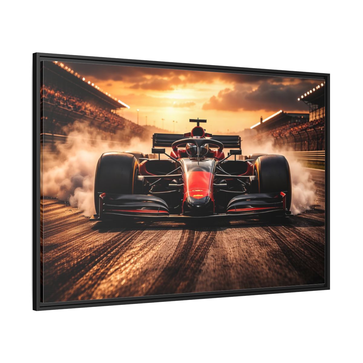 Side Mockup 12. Sports Formula Car Red Race Car shown as stretched canvas wall art