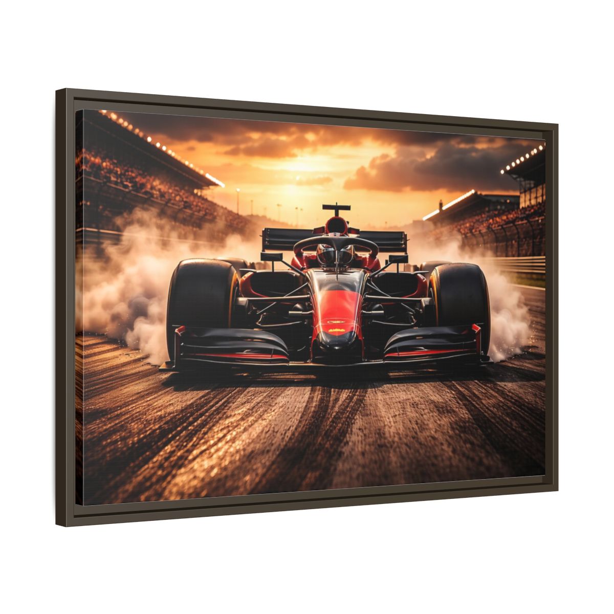 Side Mockup 11. Sports Formula Car Red Race Car shown as stretched canvas wall art