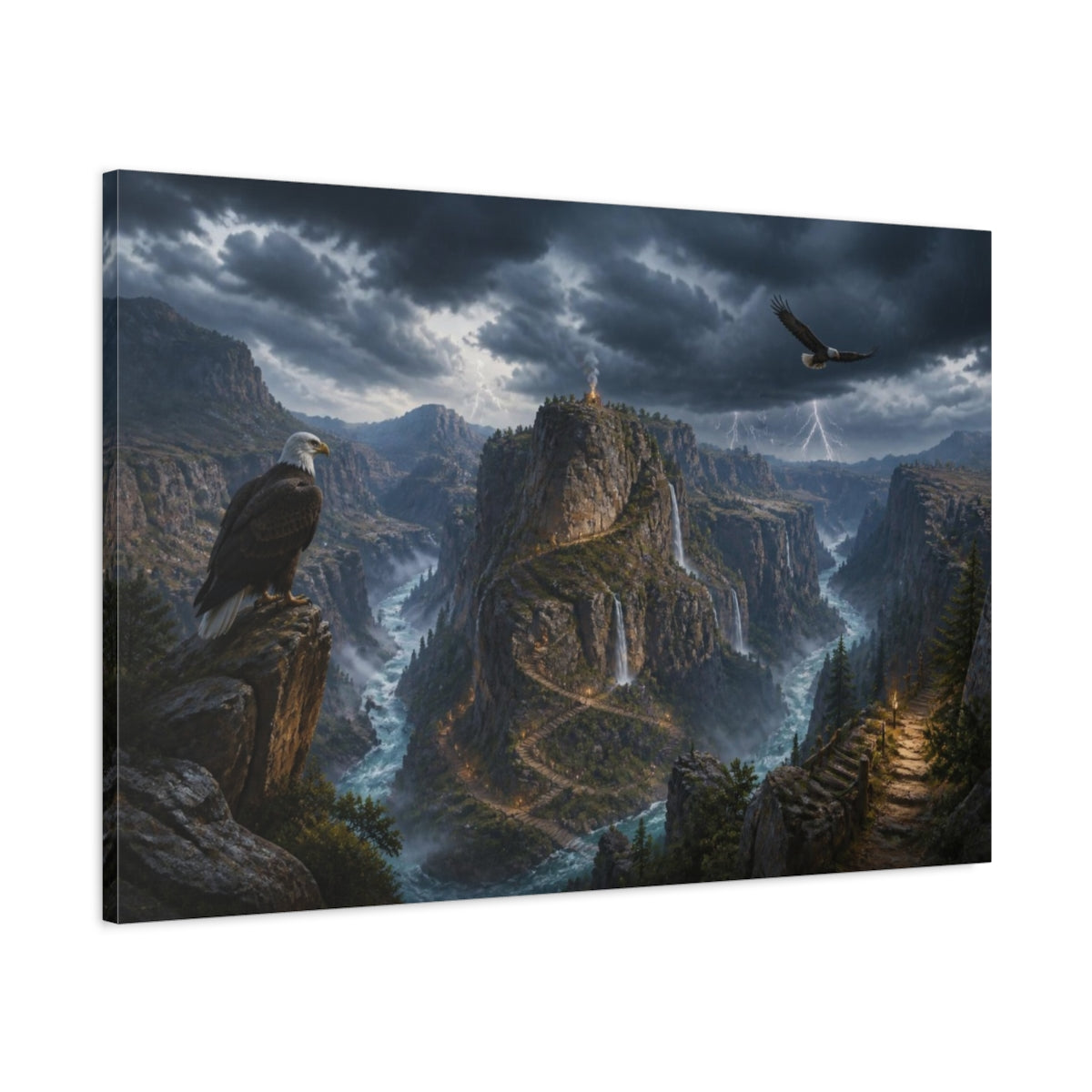 Main Mockup. Eagles Over Thunder Canyon shown as canvas print