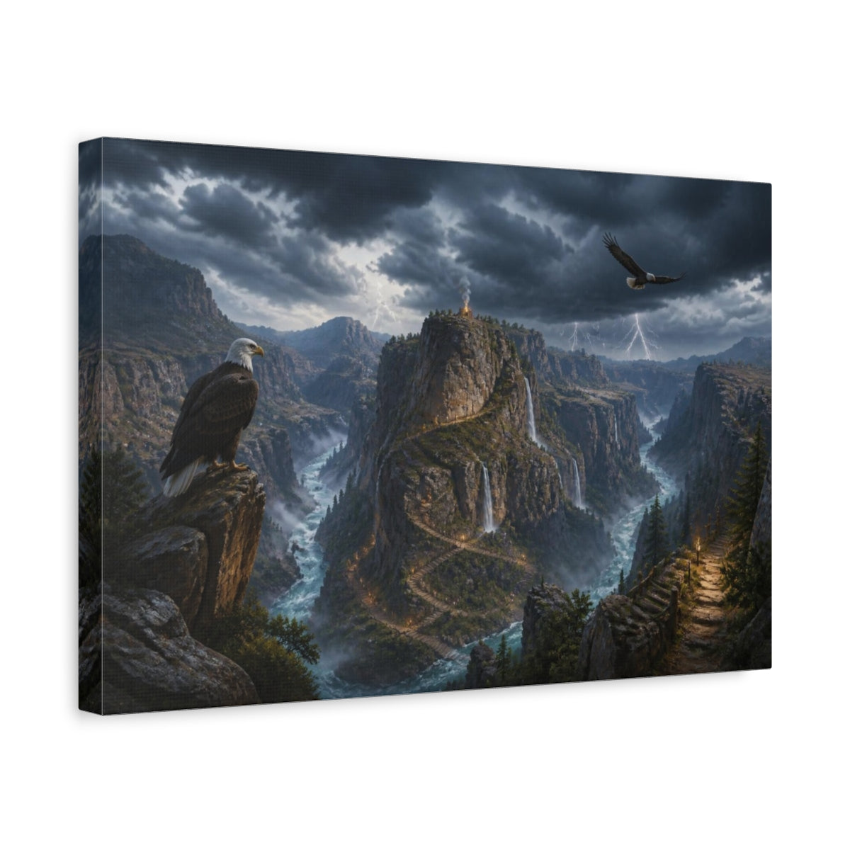 Side Mockup 4. Eagles Over Thunder Canyon shown as canvas print