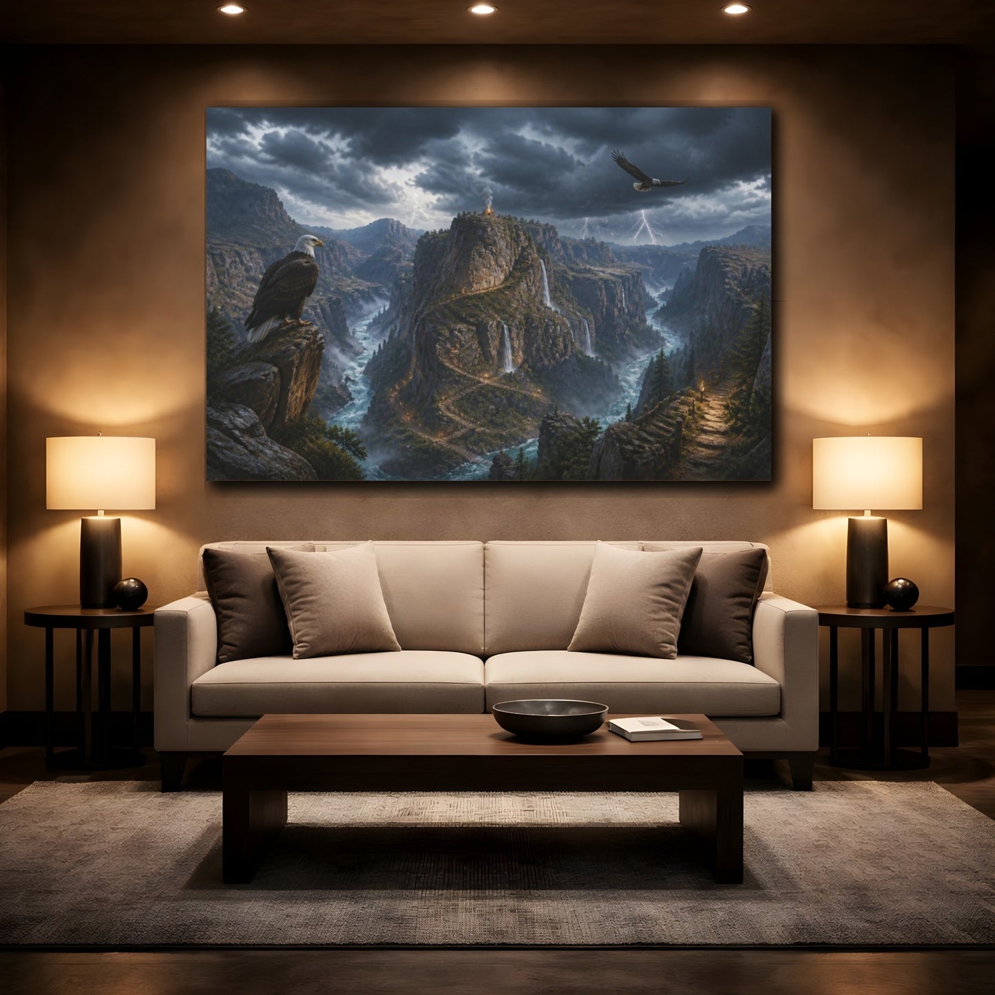 Mockup 2. Eagles Over Thunder Canyon shown as canvas print