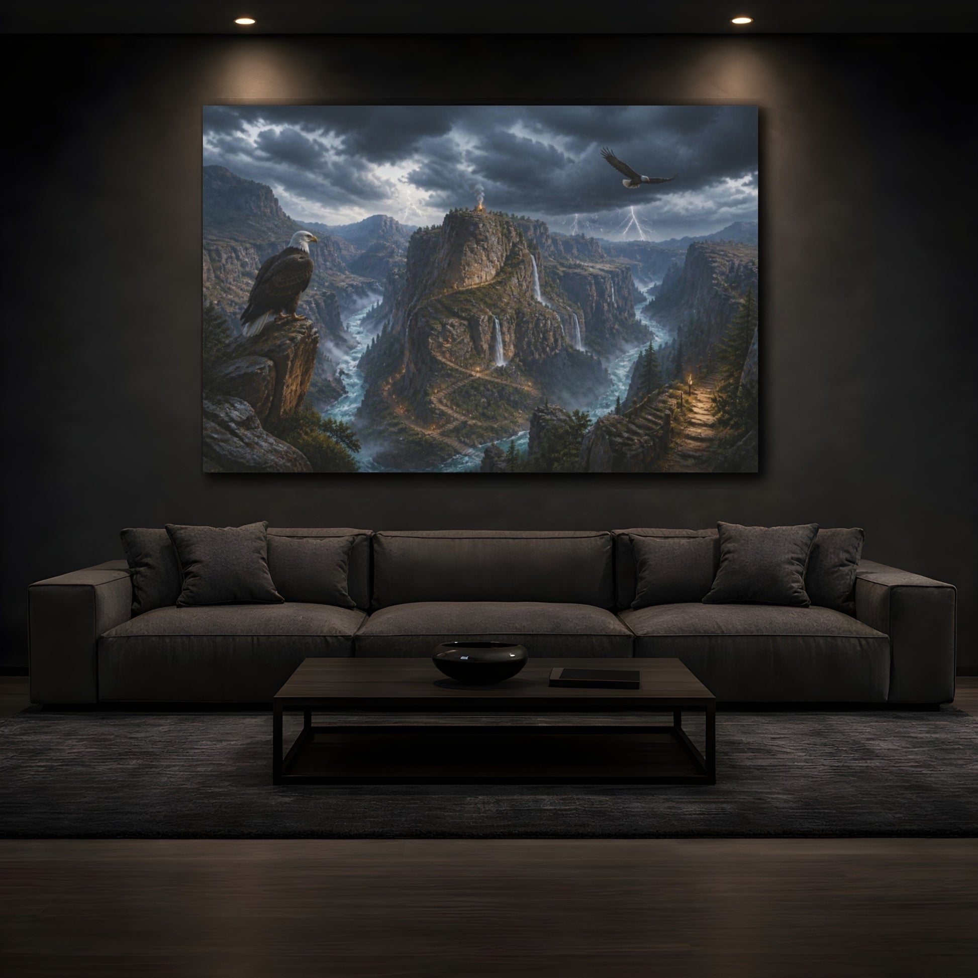 Mockup 3. Eagles Over Thunder Canyon shown as canvas print