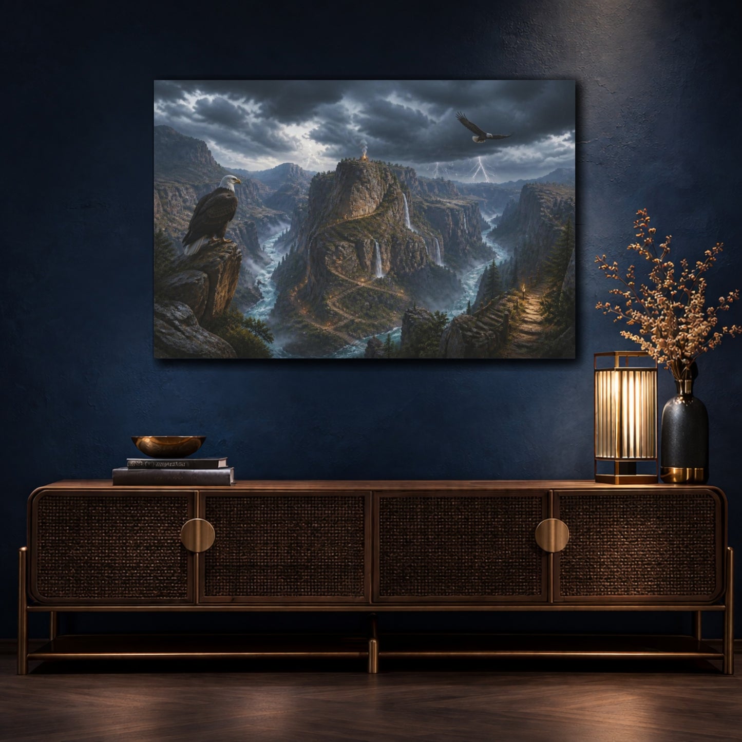 Mockup 4. Eagles Over Thunder Canyon shown as canvas print