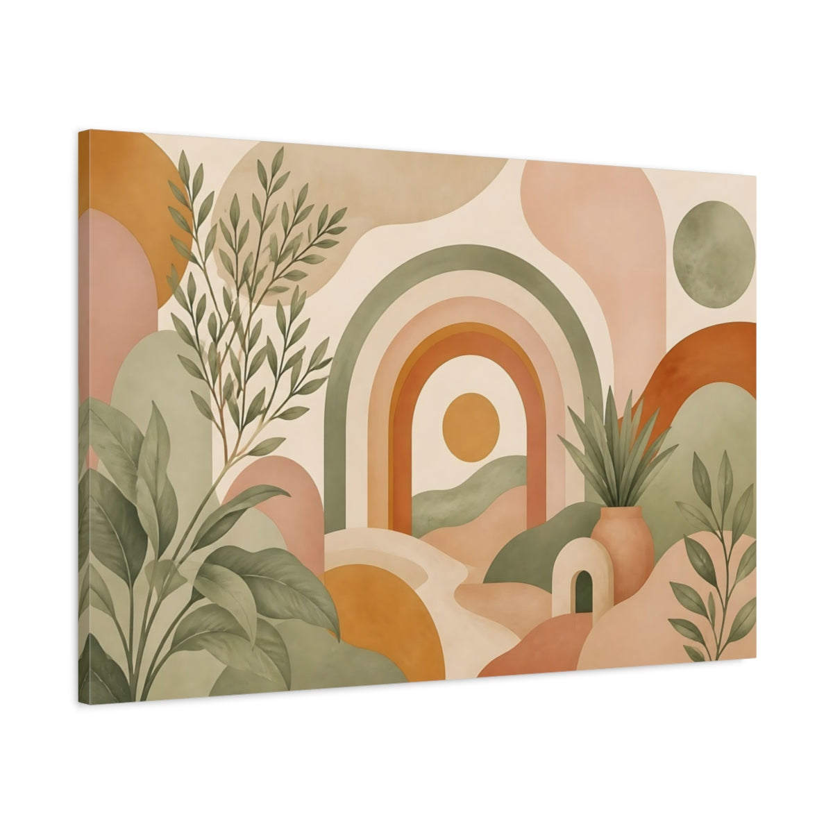 Main Mockup. Earthtone Rainbow Arch shown as canvas print