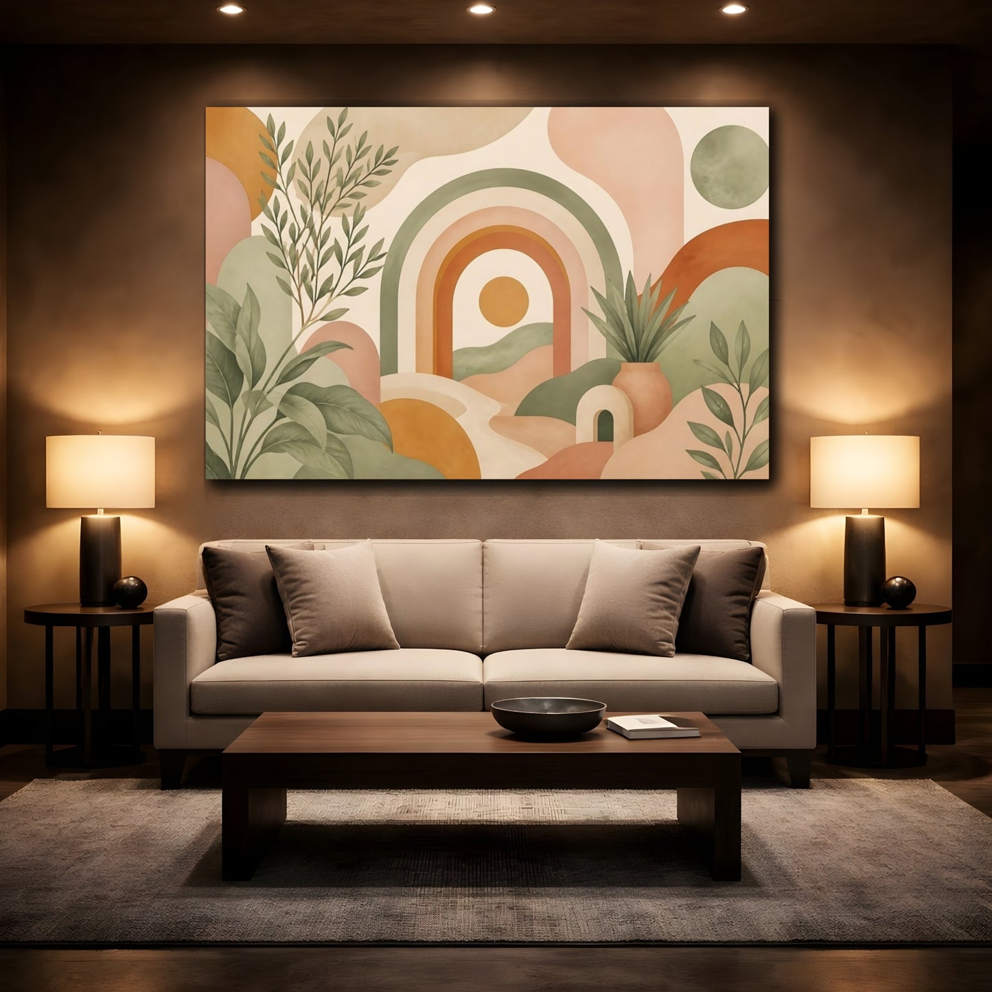 Mockup 2. Earthtone Rainbow Arch shown as canvas print