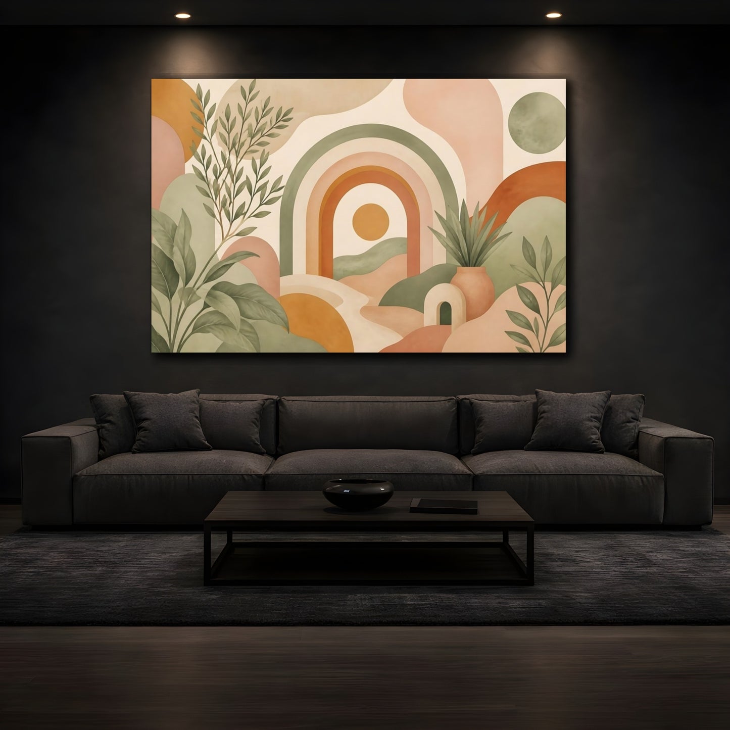 Mockup 3. Earthtone Rainbow Arch shown as canvas print
