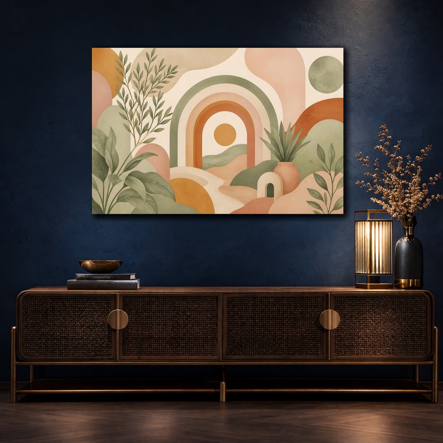 Mockup 4. Earthtone Rainbow Arch shown as canvas print