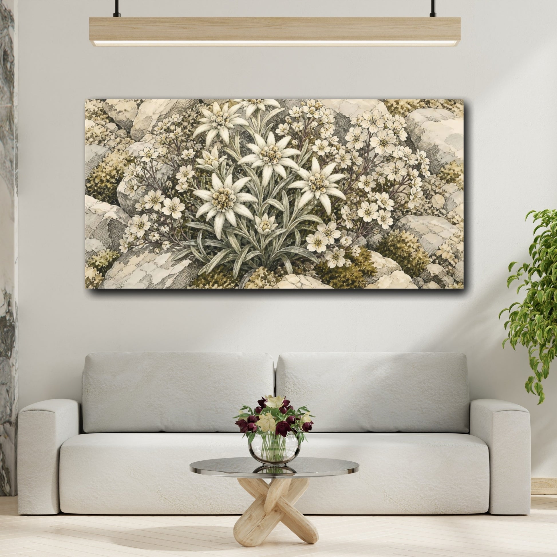 Mockup 2. Edelweiss Plant Floral Alpine shown as canvas print