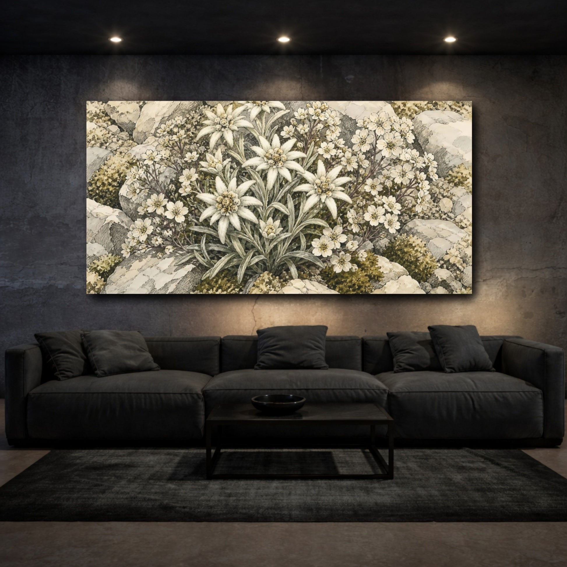Mockup 3. Edelweiss Plant Floral Alpine shown as canvas print
