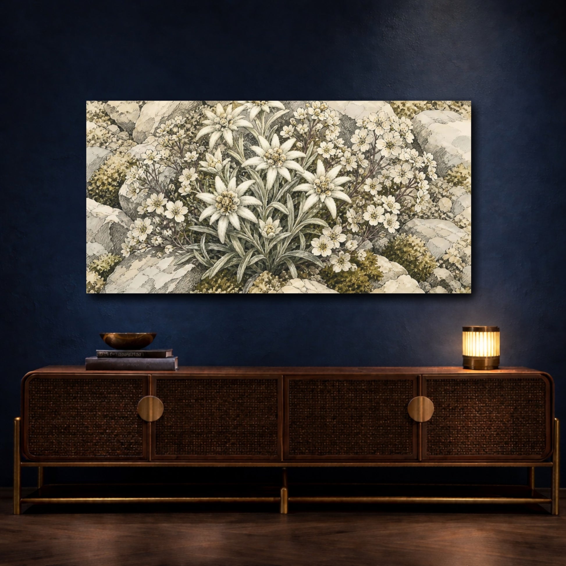 Mockup 4. Edelweiss Plant Floral Alpine shown as canvas print