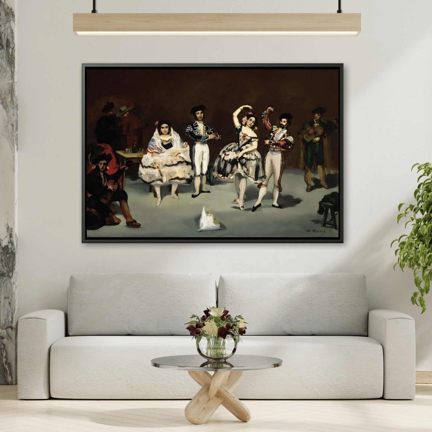 Edouard Manet Spanish Ballet - Framed Canvas Wall Art Print in Black Pinewood Frame