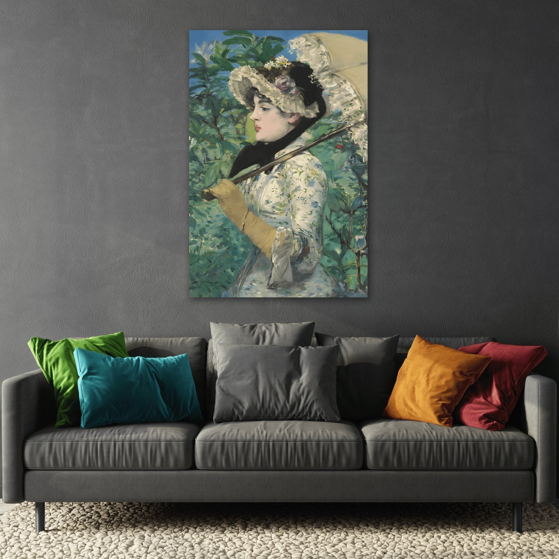 Edouard Manet Spring - Famous Framed Canvas Wall Art Print