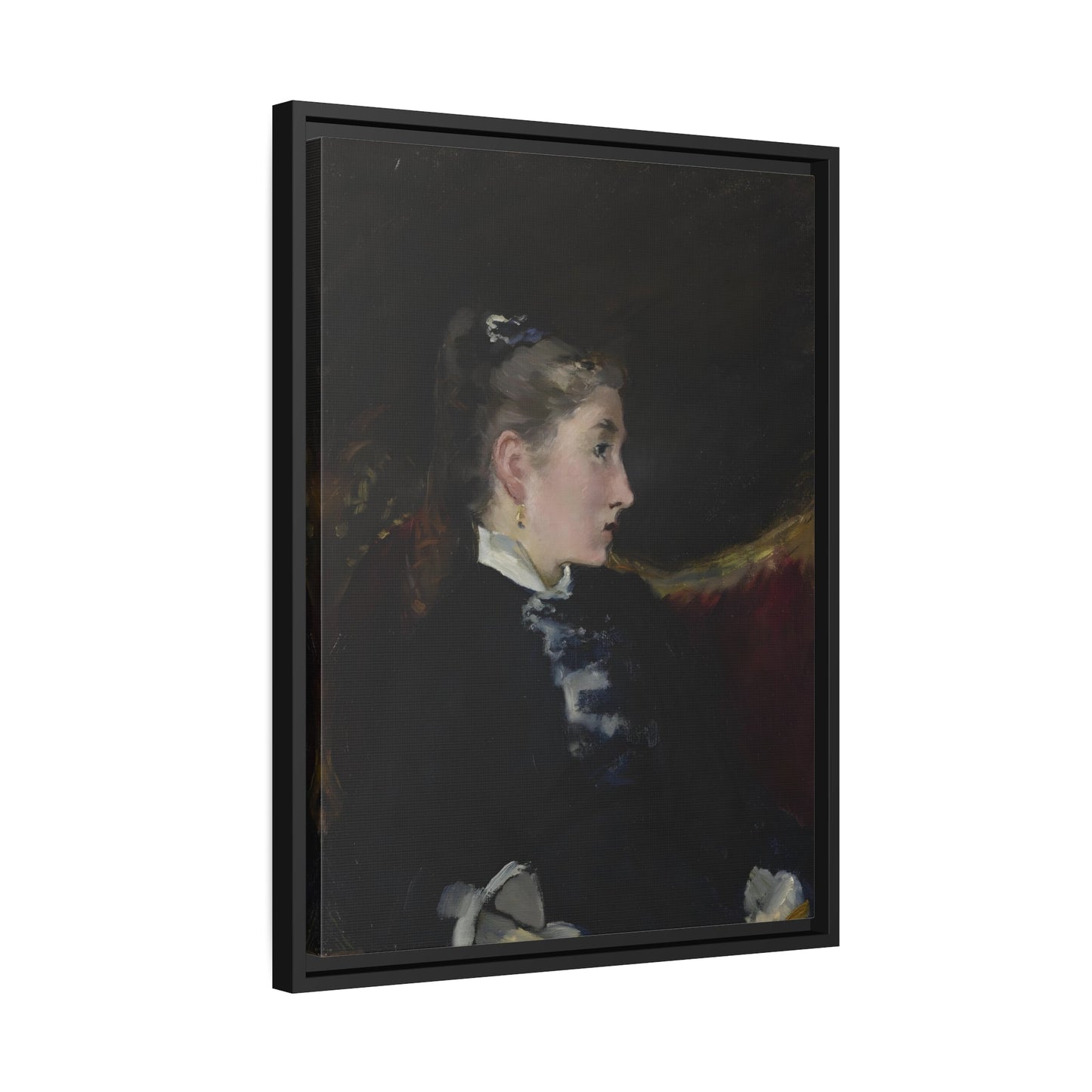 Edouard Manet Young Girl - Framed Canvas Wall Art Print in Black Frame