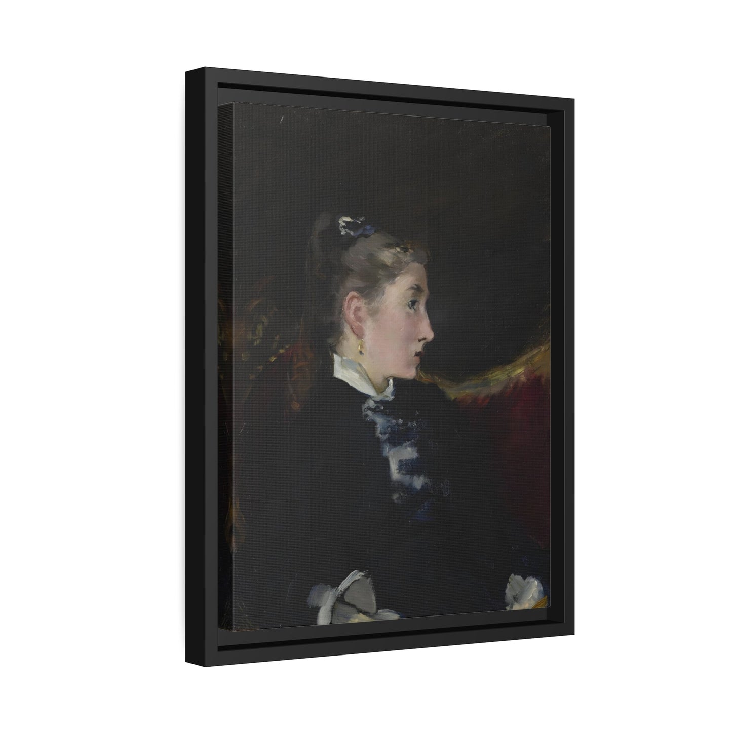 Edouard Manet Young Girl - Framed Canvas Wall Art Print in Black Frame