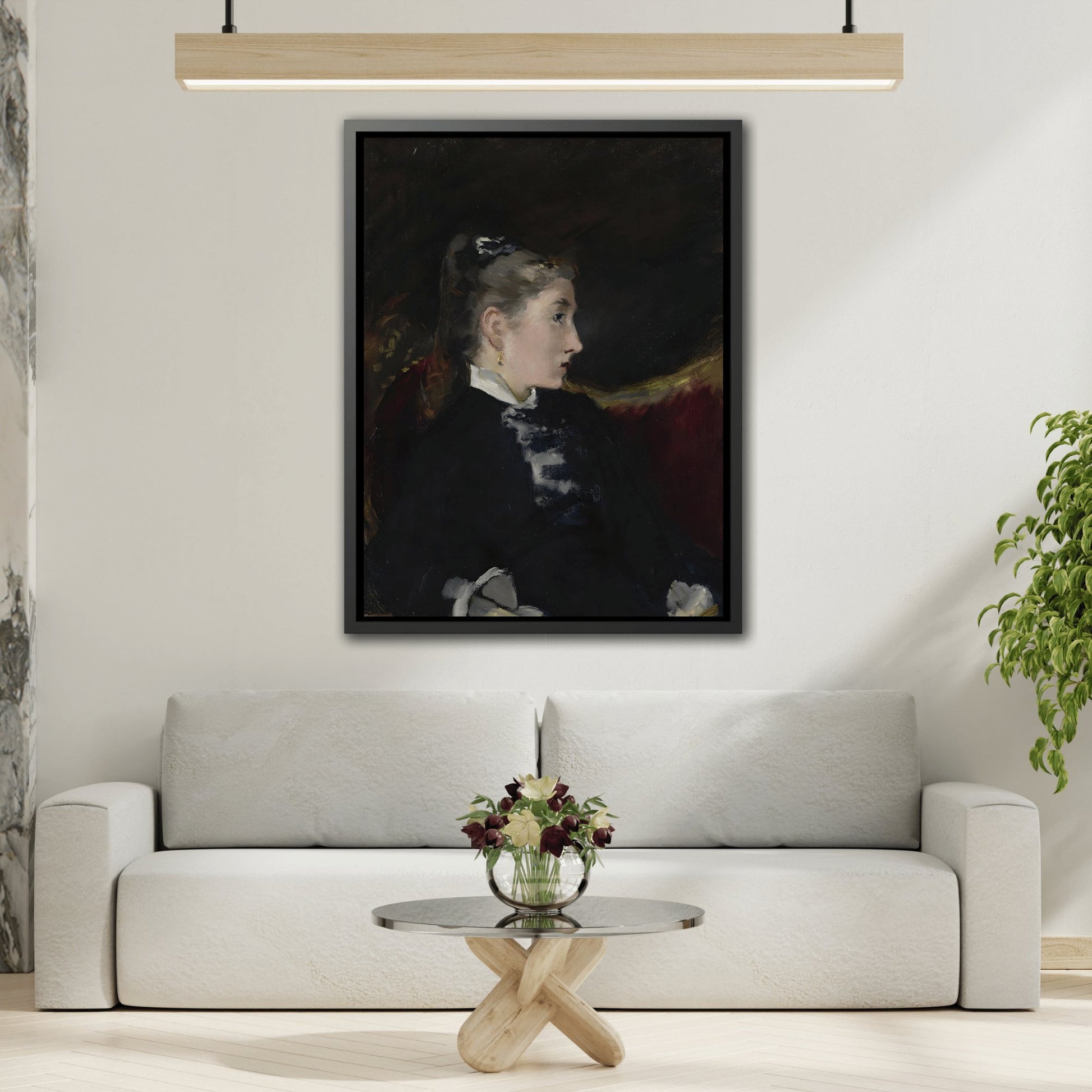 Edouard Manet Young Girl - Framed Canvas Wall Art Print in Black Frame