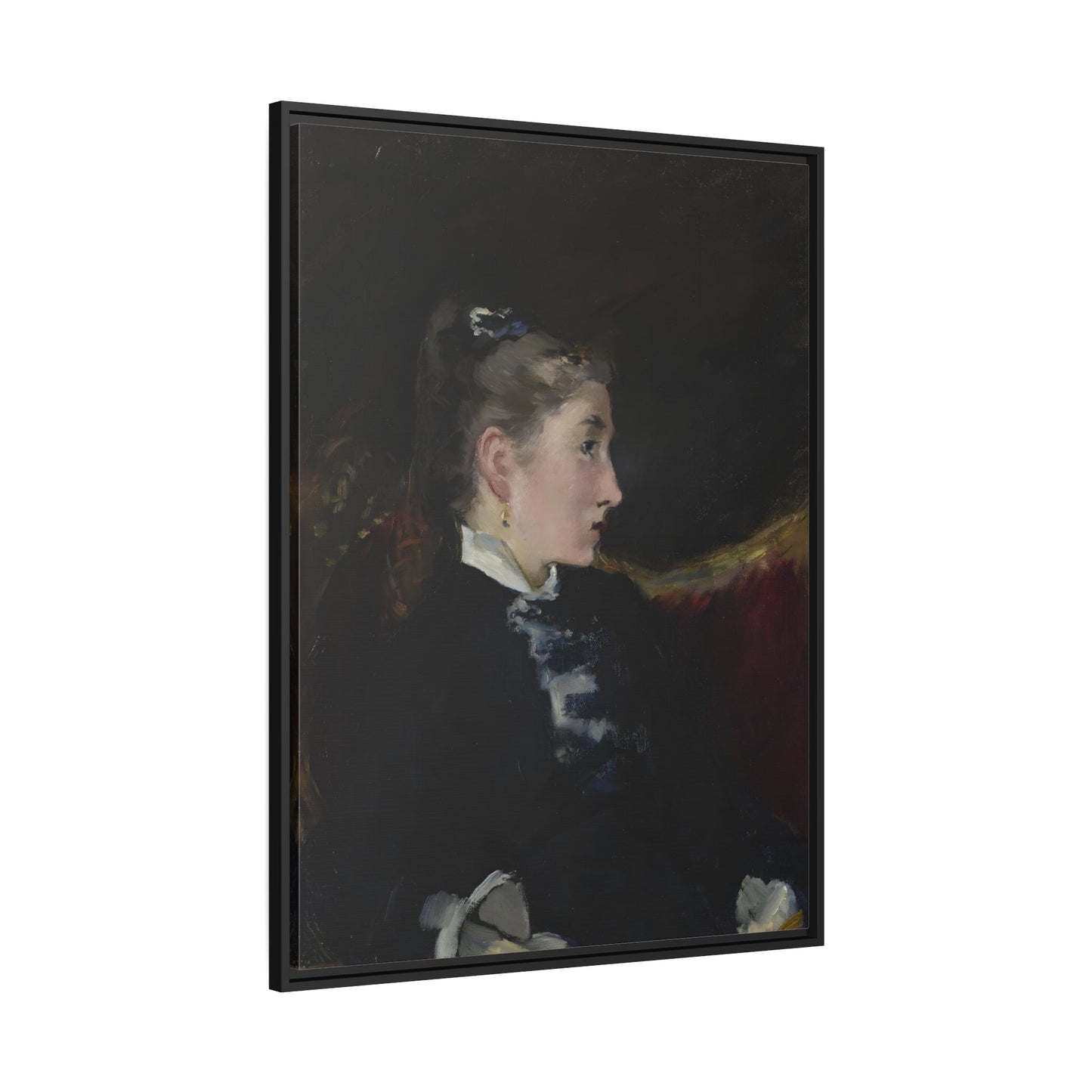 Edouard Manet Young Girl - Framed Canvas Wall Art Print in Black Frame