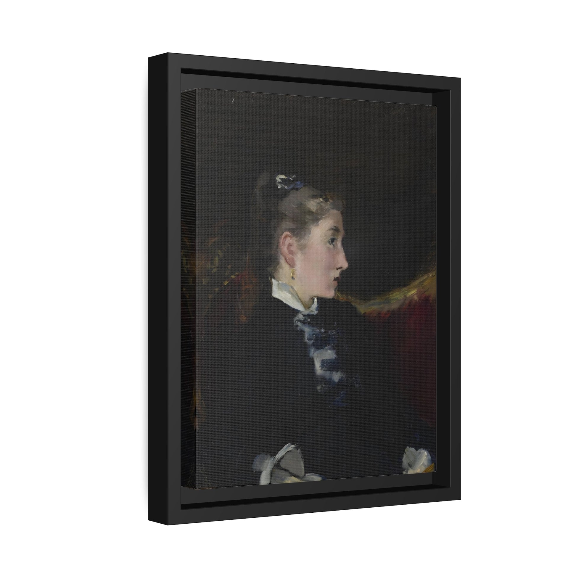 Edouard Manet Young Girl - Framed Canvas Wall Art Print in Black Frame