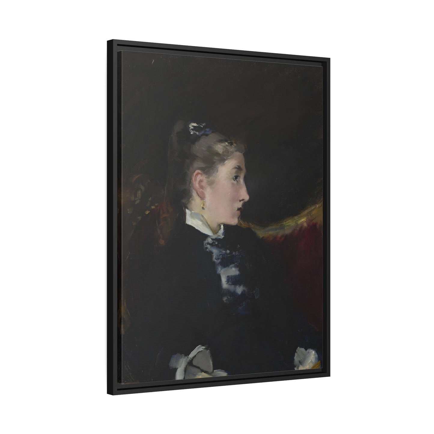 Edouard Manet Young Girl - Framed Canvas Wall Art Print in Black Frame