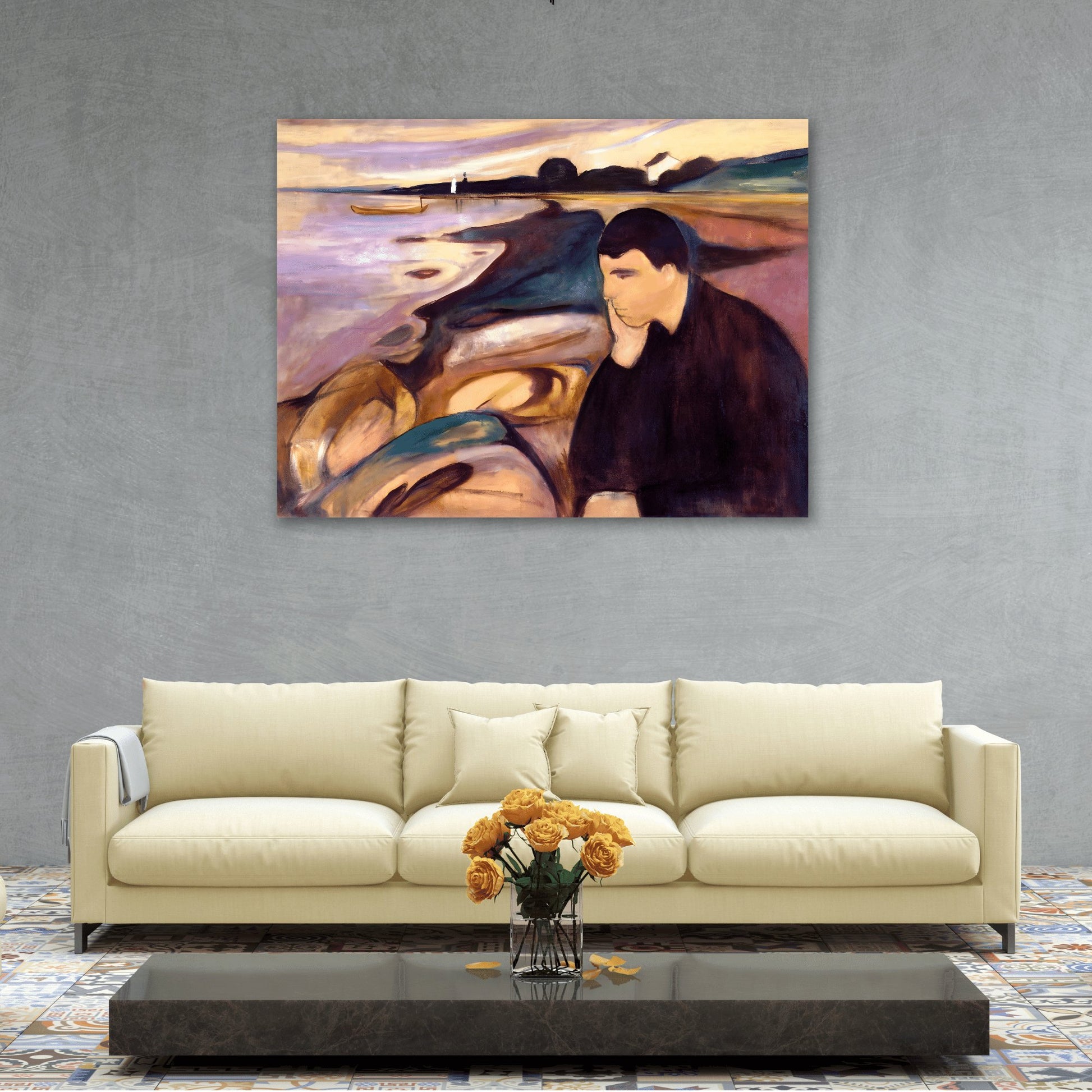 Edvard Munch Melancholy - Canvas Wall Art Reproduction Print