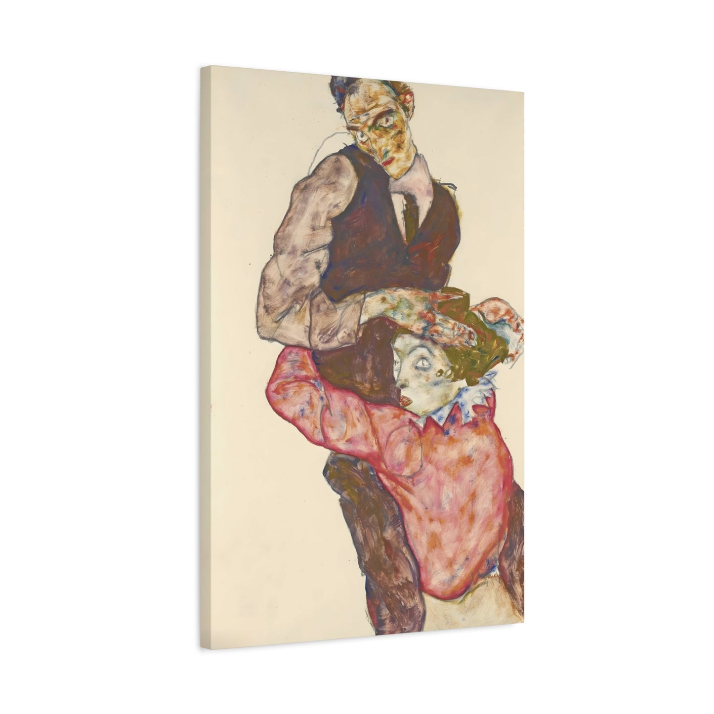 Egon Schiele Lovers Self-portrait - Canvas Wall Art Print Reproduction