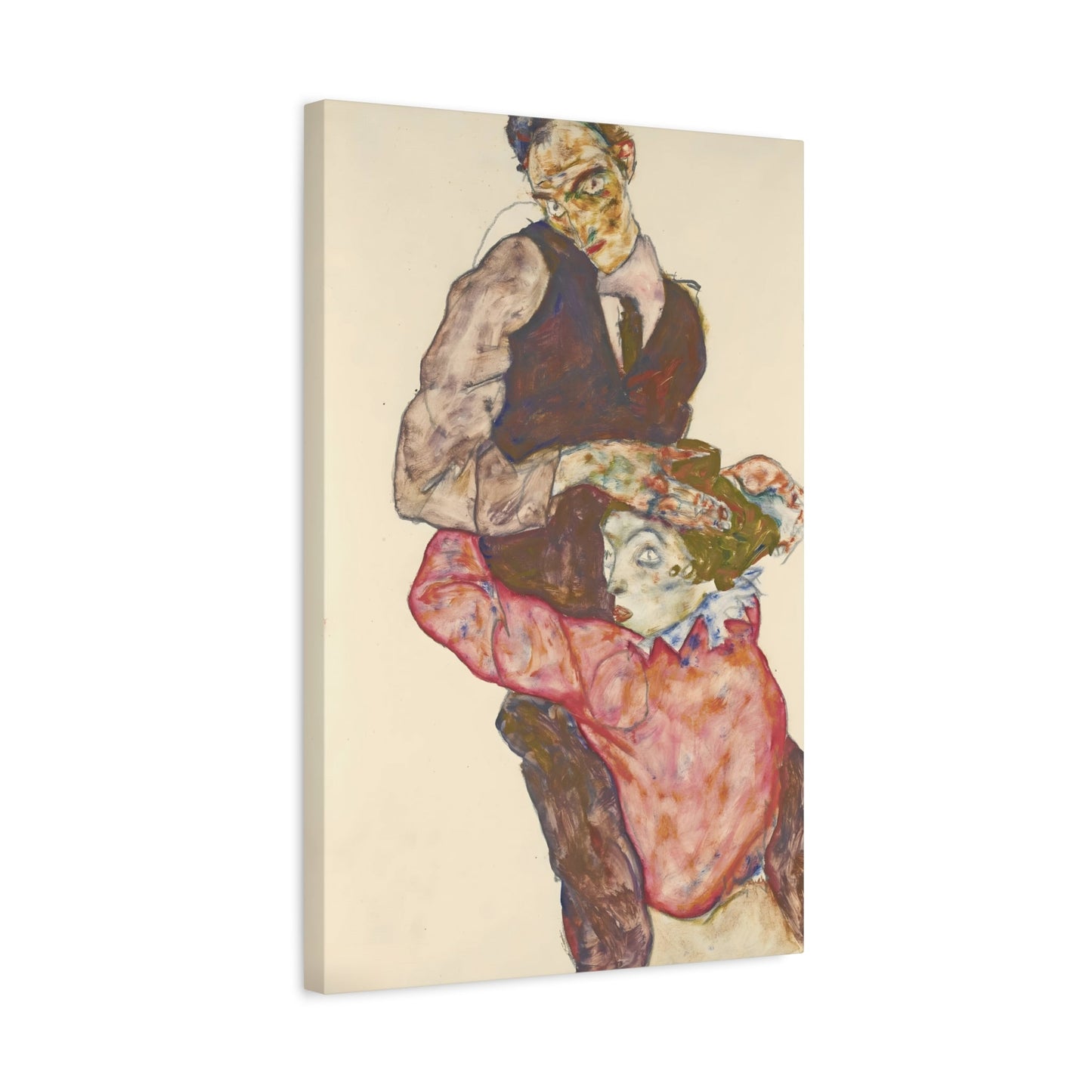 Egon Schiele Lovers Self-portrait - Canvas Wall Art Print Reproduction