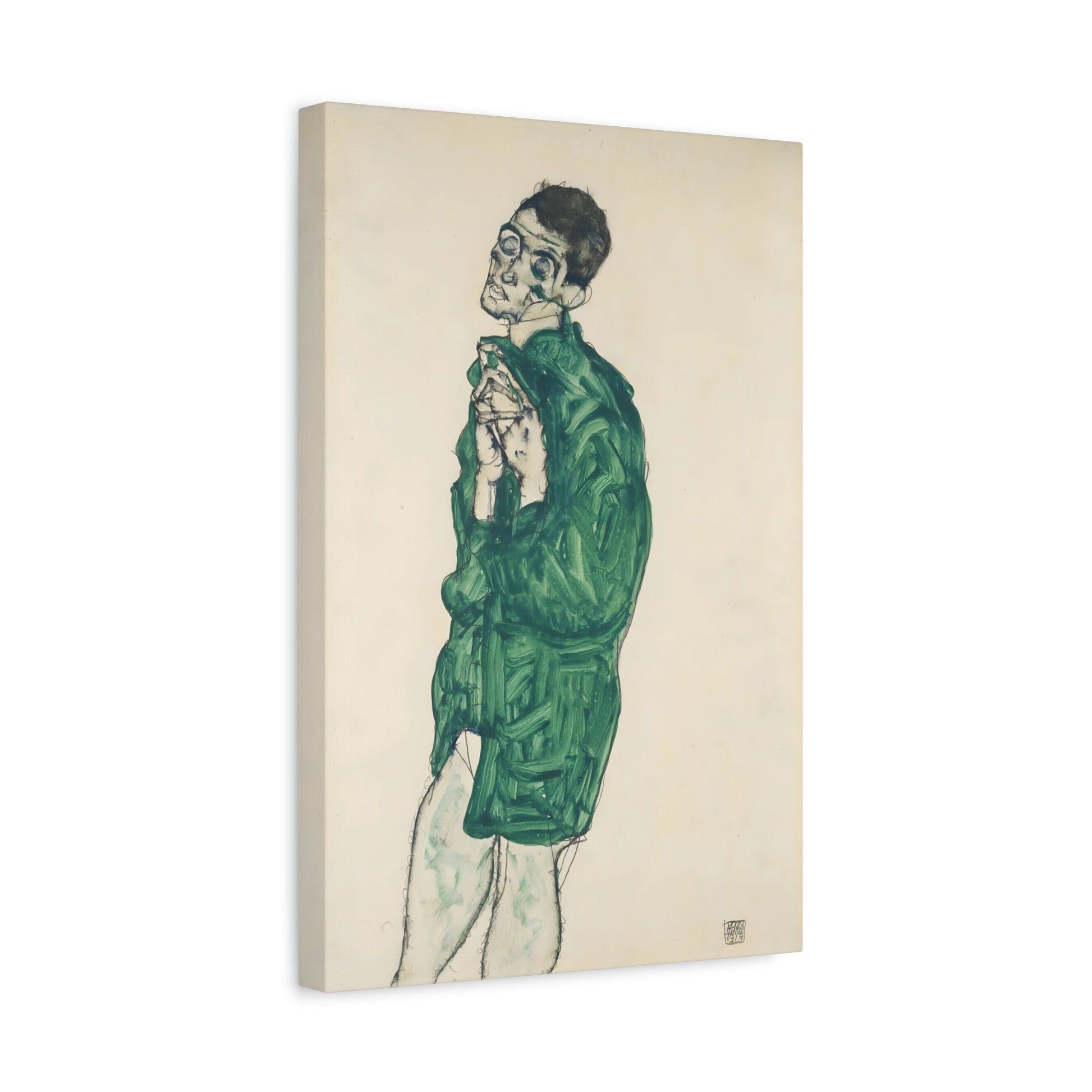 Egon Schiele Self-portrait Green Shirt - Canvas Wall Art Print Reproduction