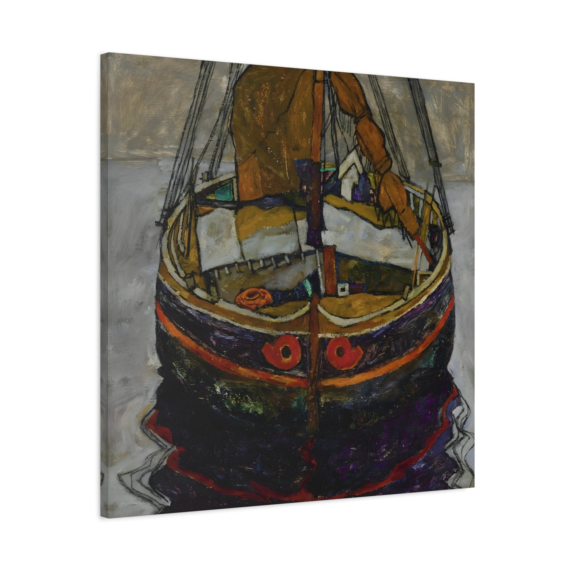 Egon Schiele Trieste Fishing Boat - Square Canvas Wall Art Print