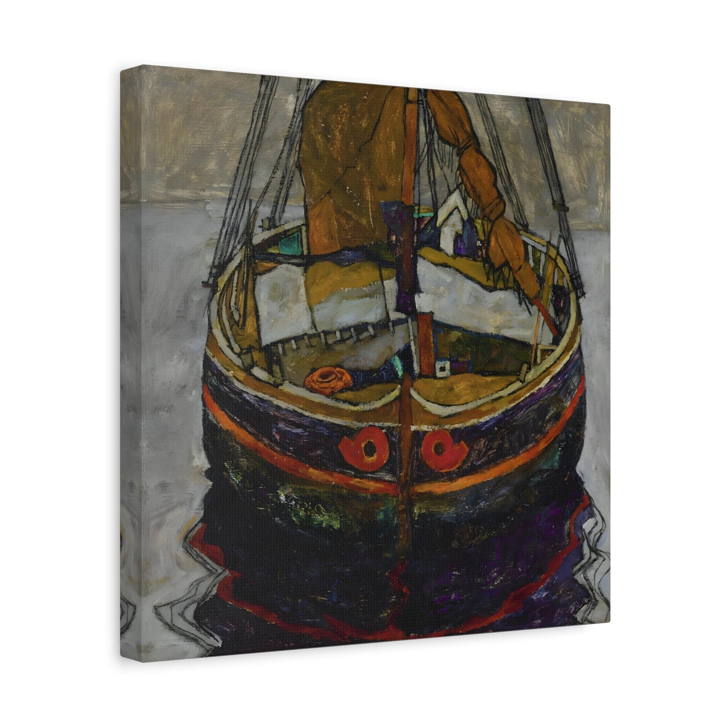 Egon Schiele Trieste Fishing Boat - Square Canvas Wall Art Print