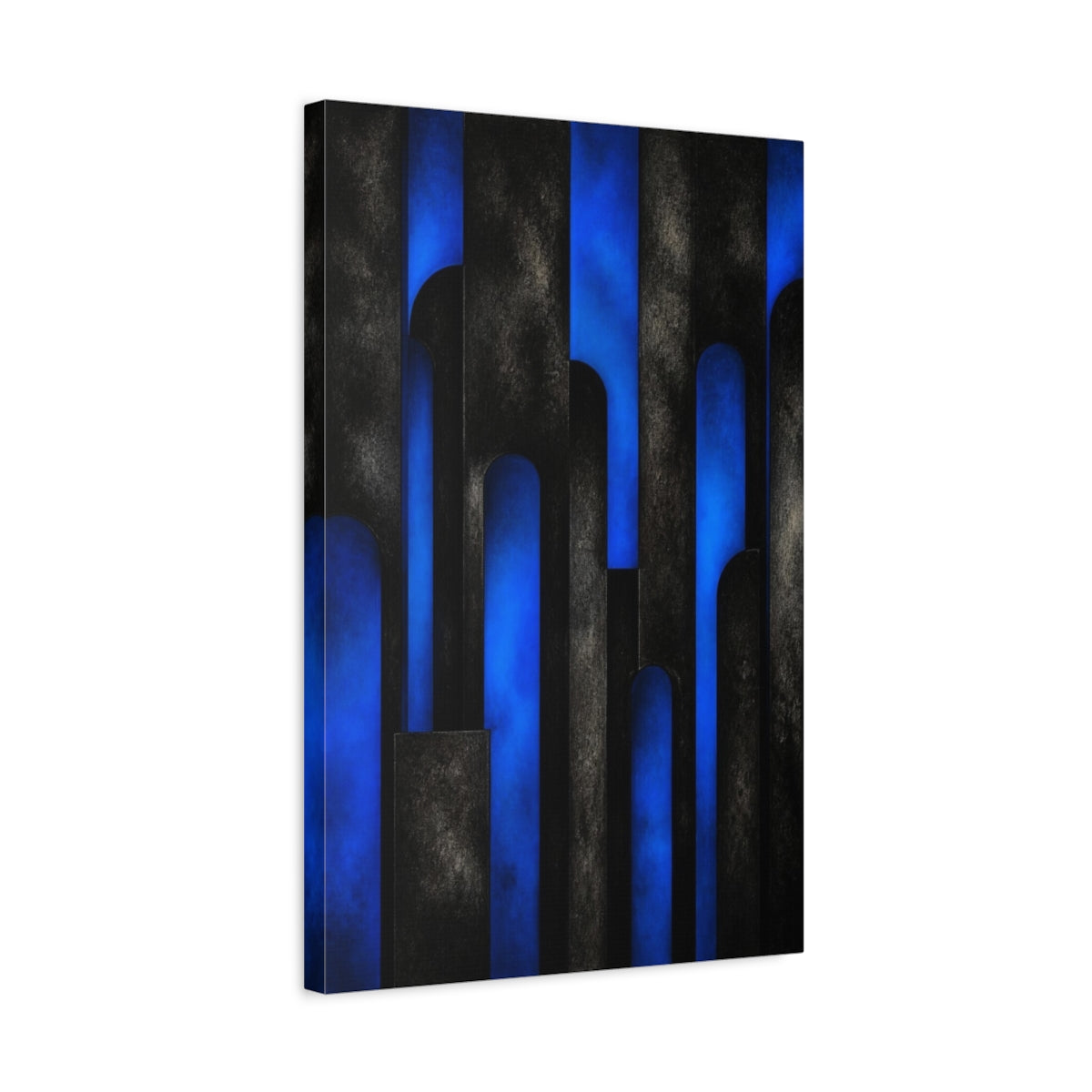 Side Mockup 3. Electric Blue Arches shown as canvas print