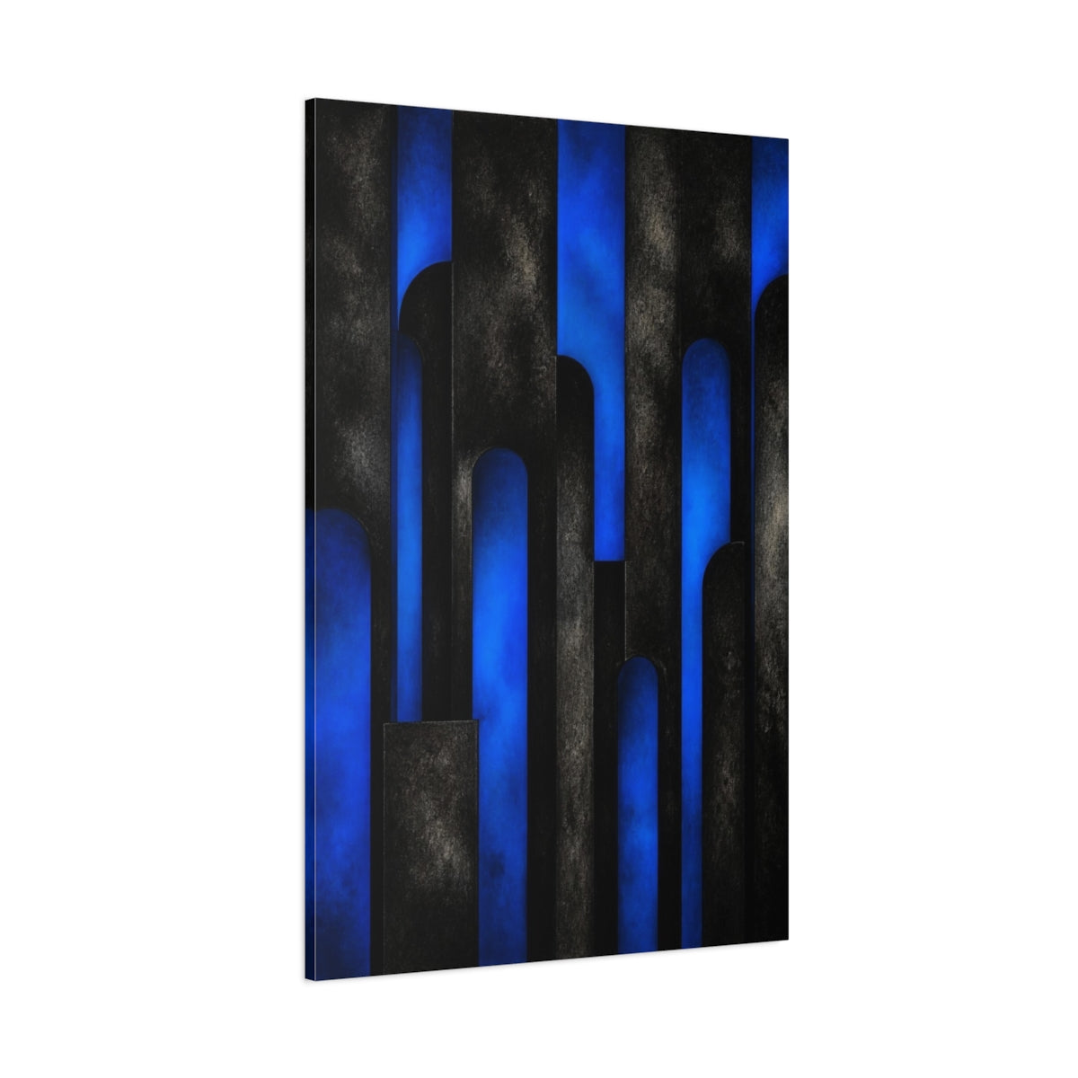 Side Mockup 1. Electric Blue Arches shown as canvas print