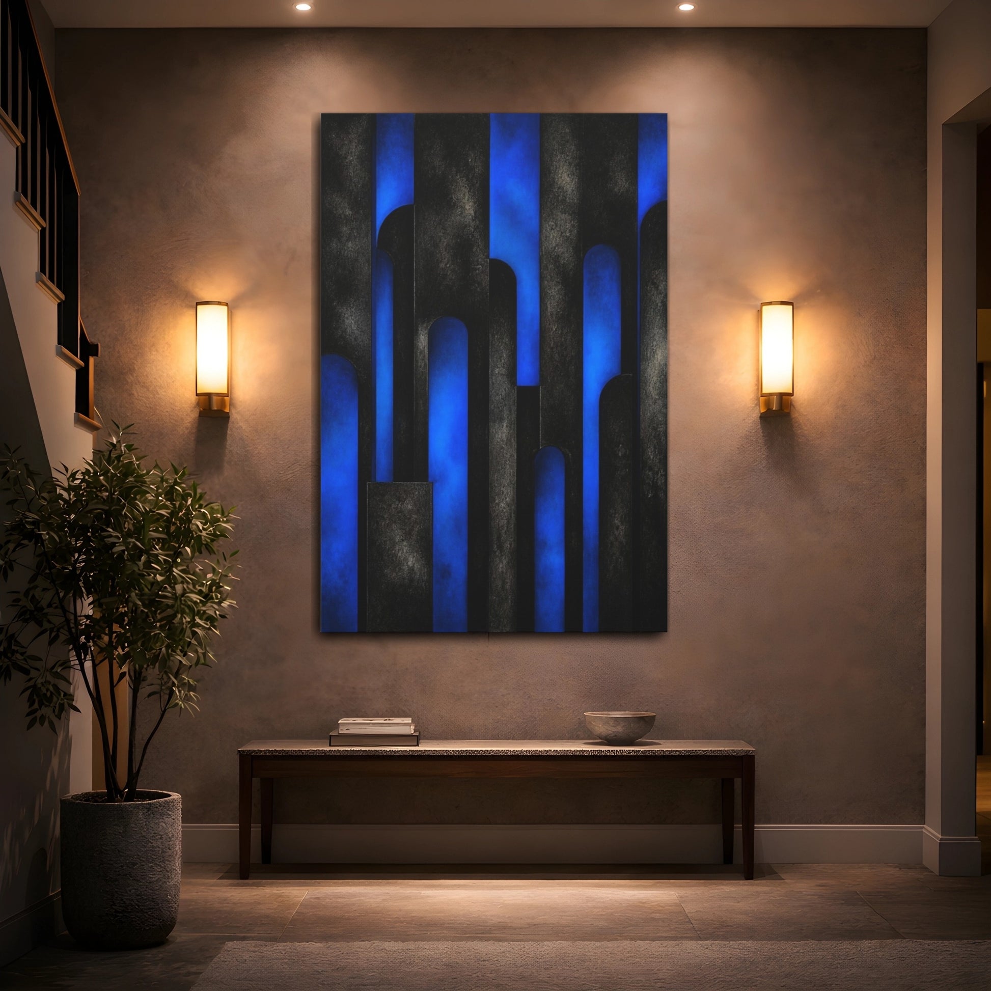 Mockup 2. Electric Blue Arches shown as canvas print