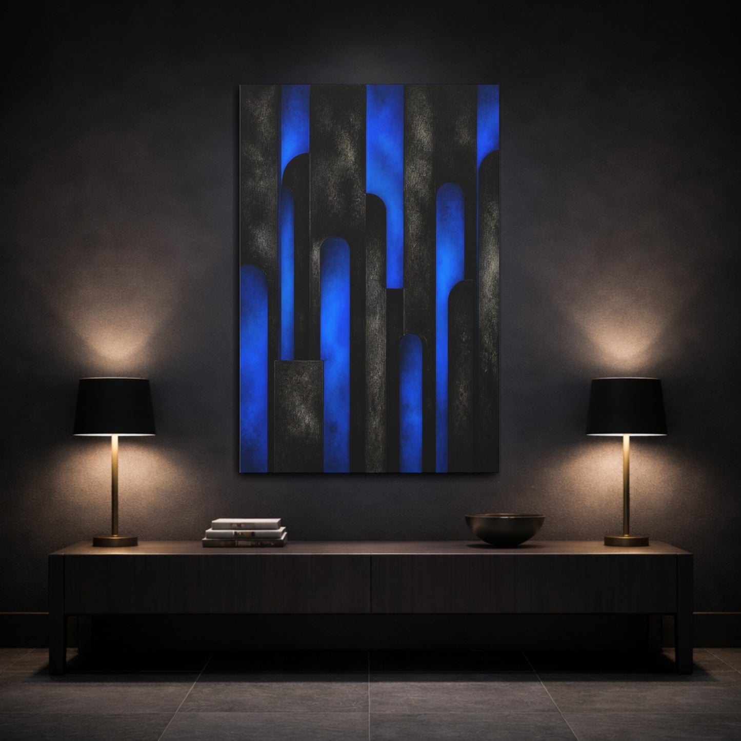 Mockup 3. Electric Blue Arches shown as canvas print