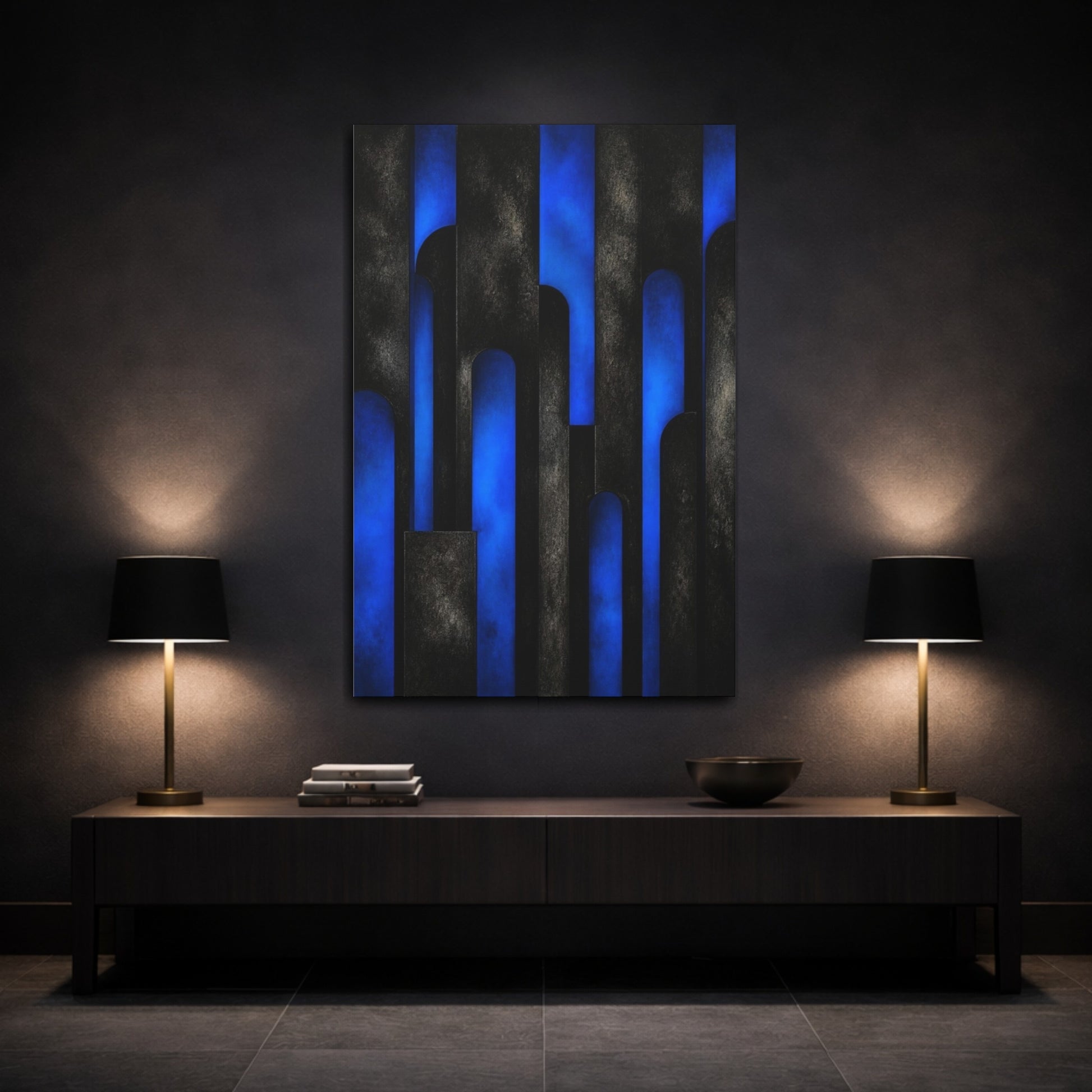 Mockup 3. Electric Blue Arches shown as canvas print